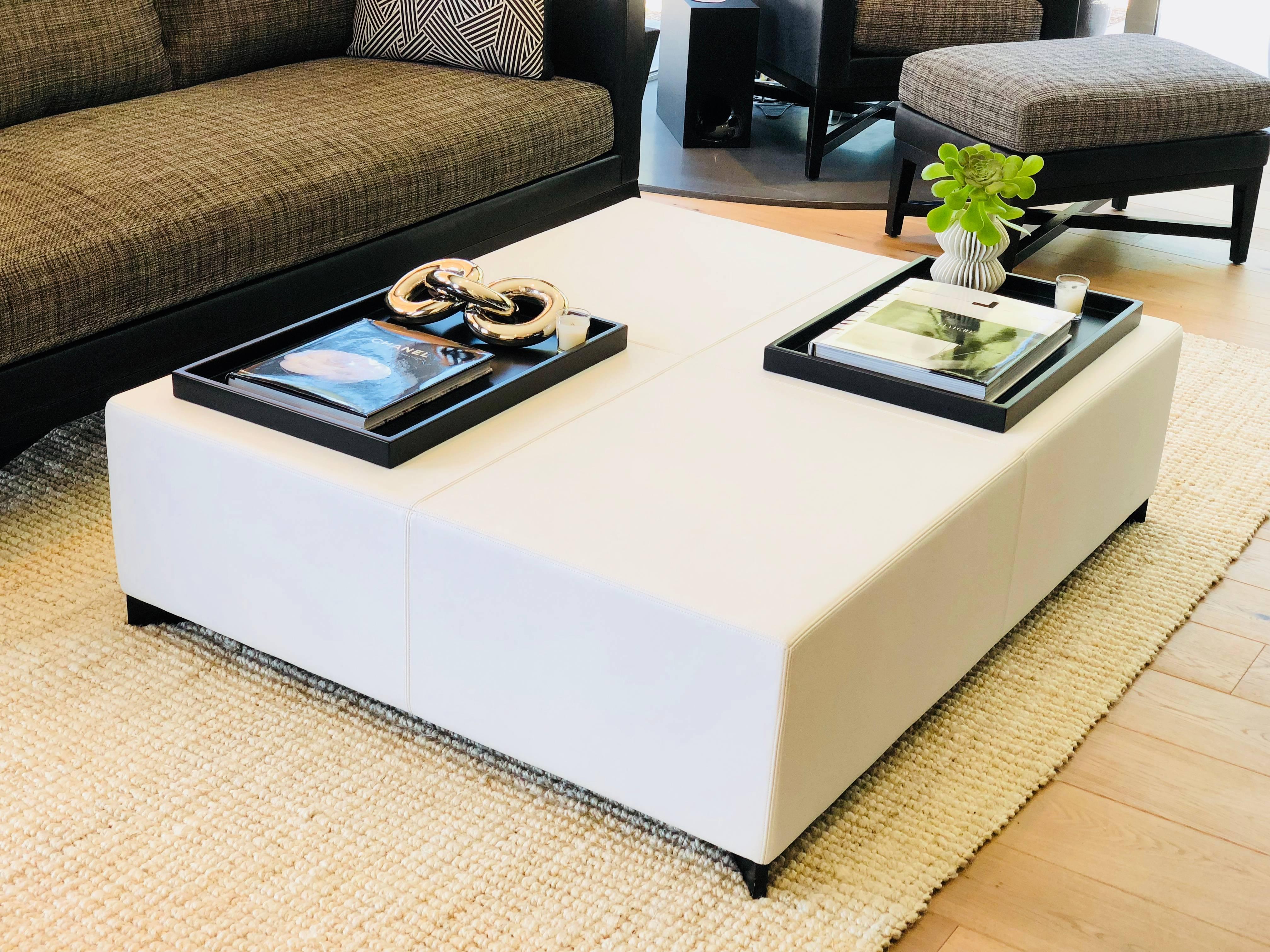 Contemporary Liaigre Coffee Table Leather White, New For Sale