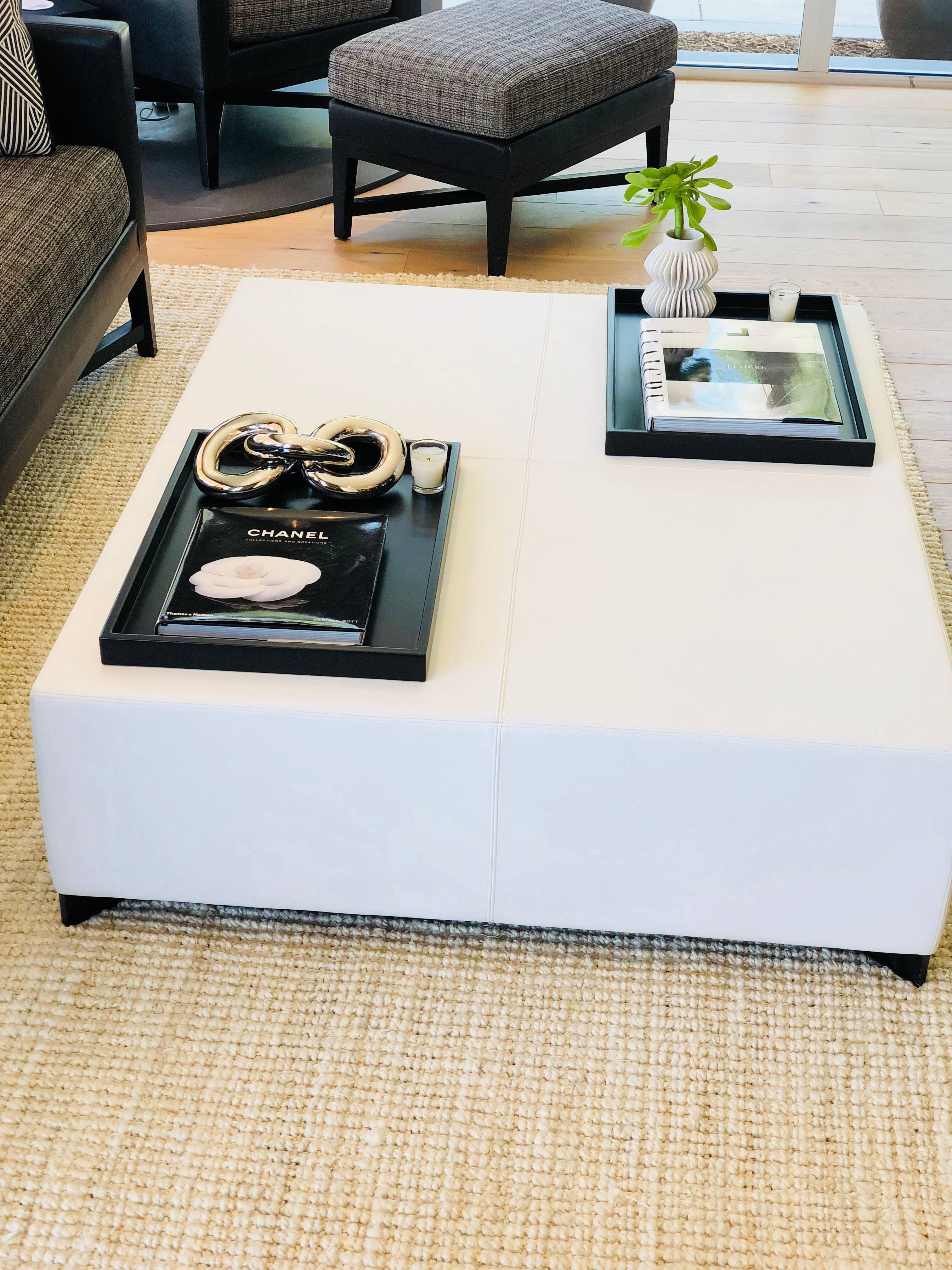 Liaigre Coffee Table Leather White, New For Sale 1