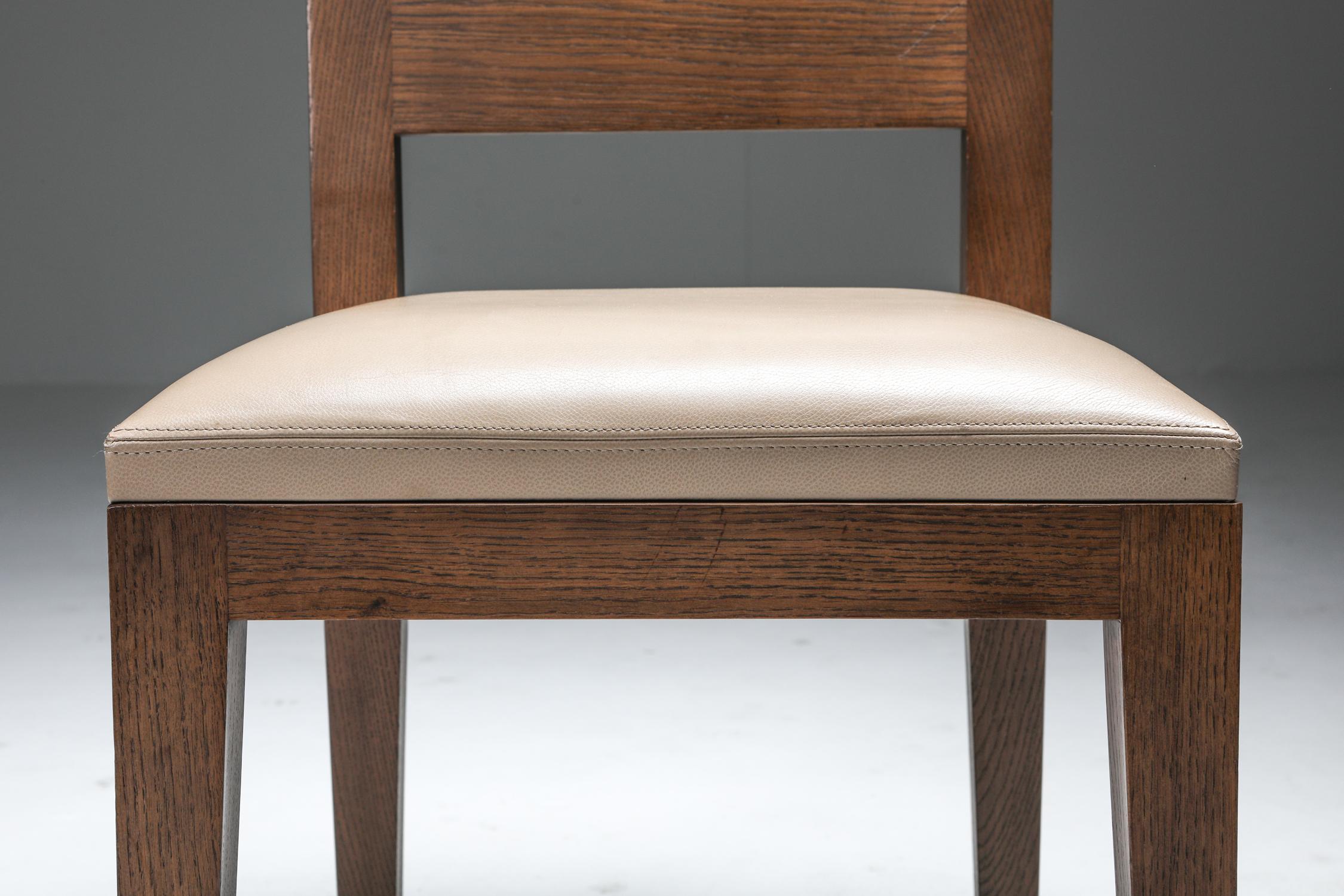 Liaigre Dining Chairs in Stained Oak and Leather 3