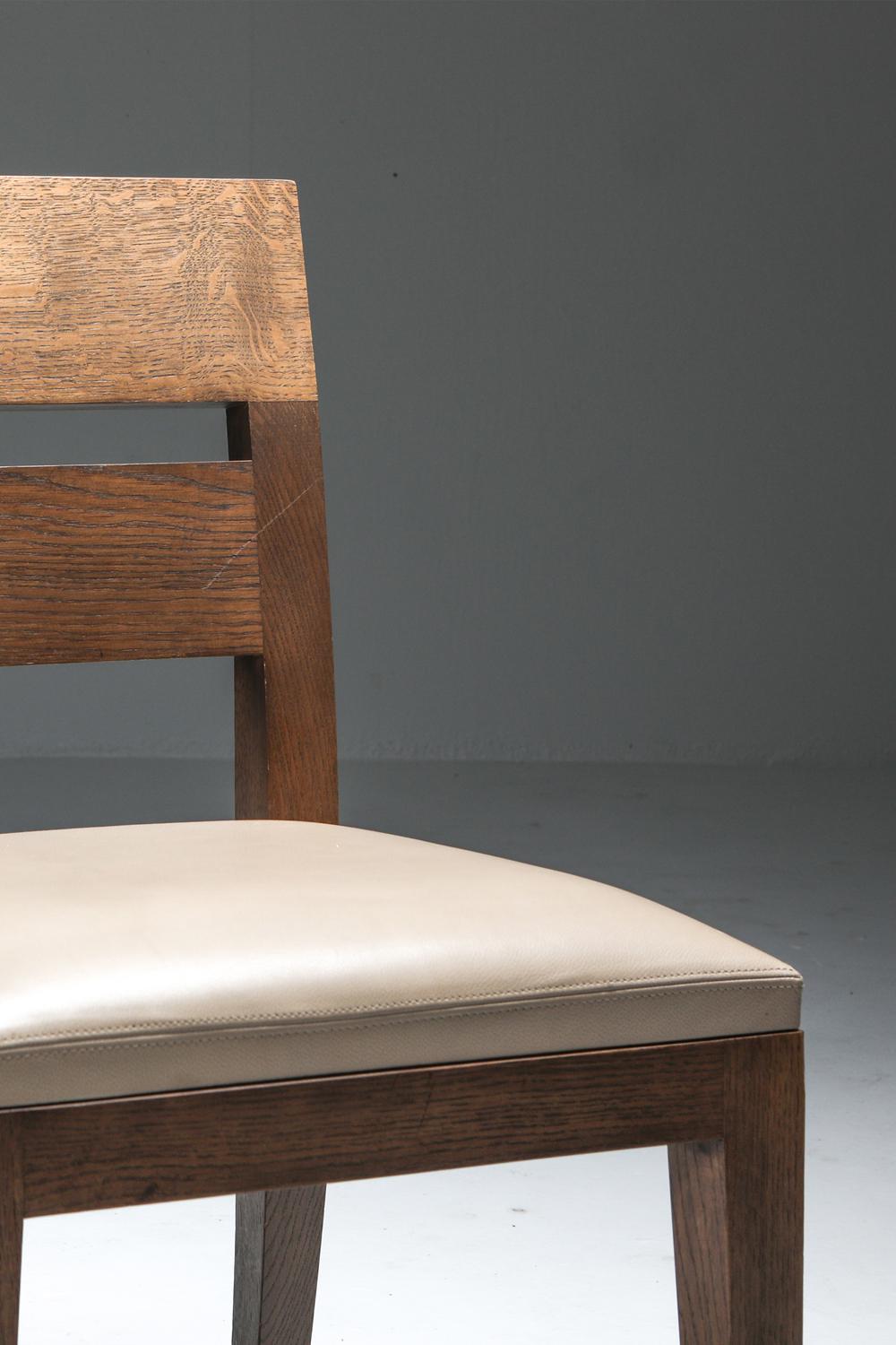 Liaigre Dining Chairs in Stained Oak and Leather 6