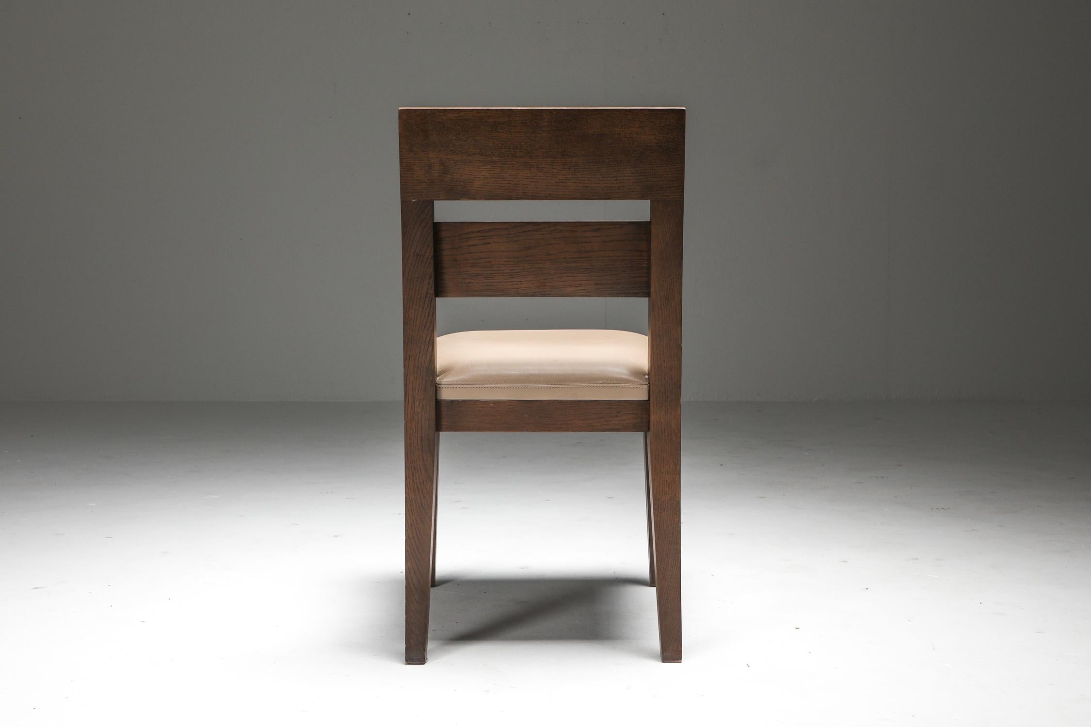 Liaigre Dining Chairs in Stained Oak and Leather 1