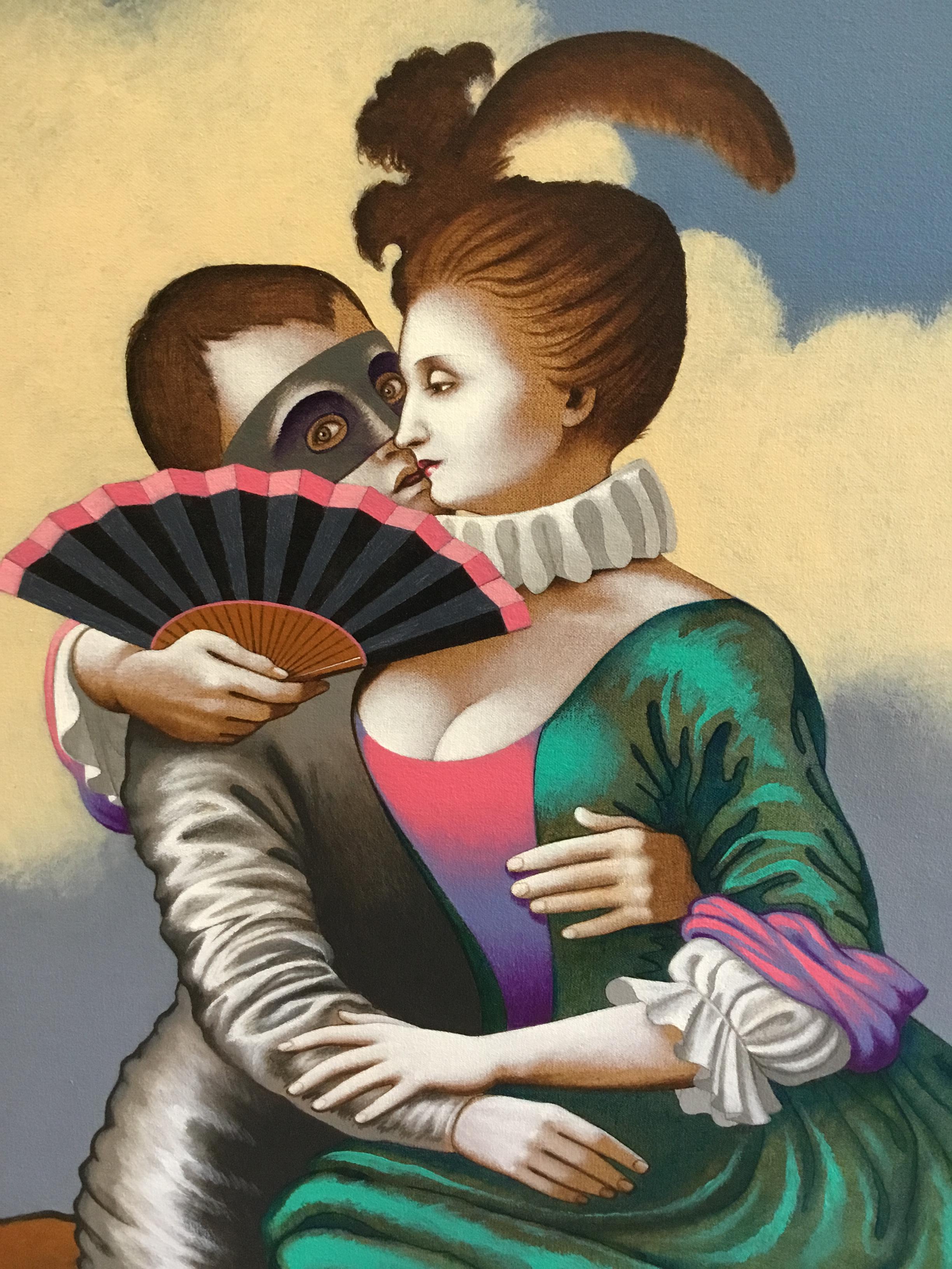 Enlaces III
Pintura original de Lynn Curlee
Forma parte de una serie de ocho cuadros Based Upon 17th century French engravings.
Cada cuadro incluye un hombre, una mujer y un perro.
El Sr. Curlee es pintor de galerías y autor/ilustrador de libros