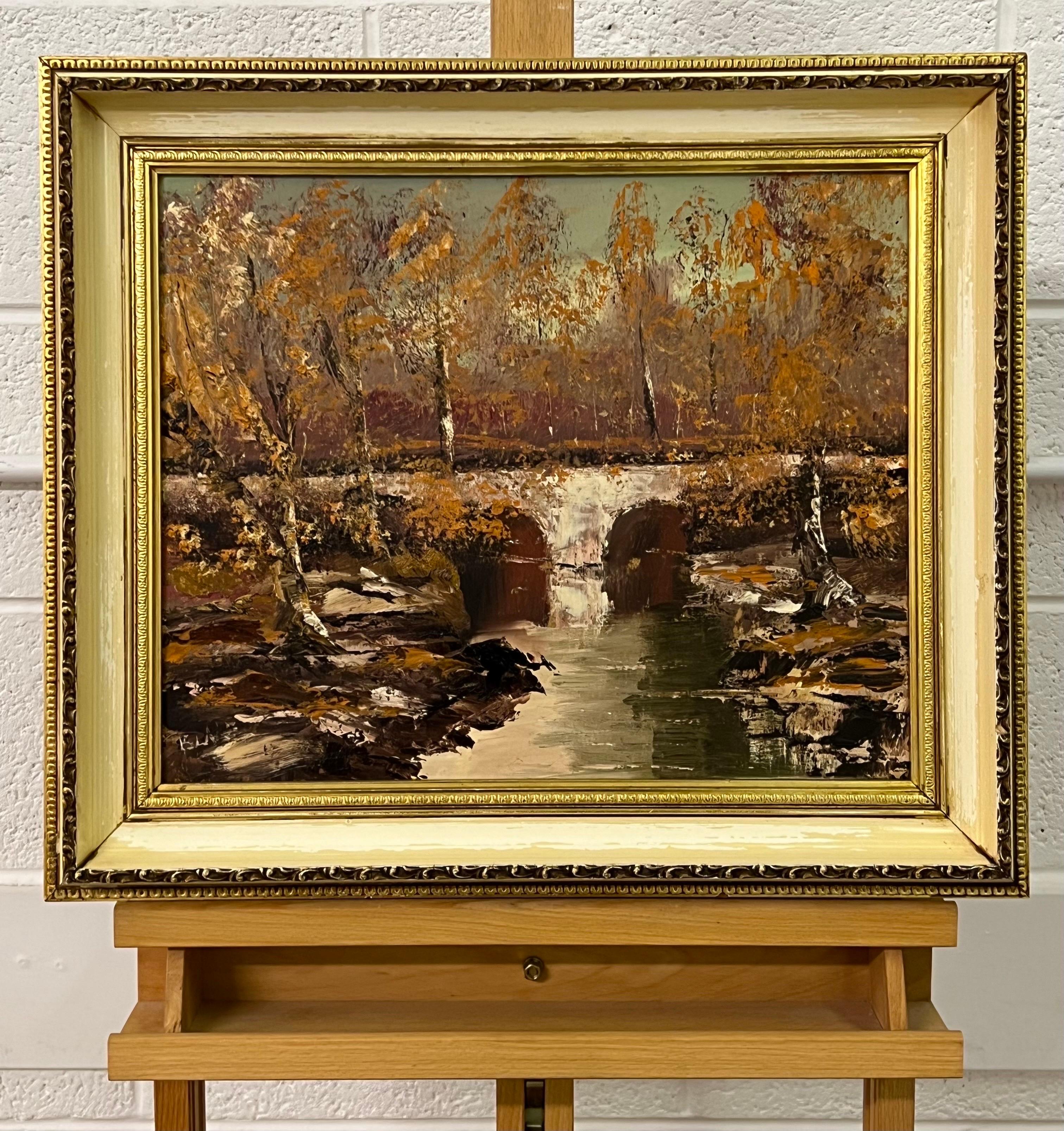 Original Impasto Oil Painting Art of an Autumnal River Landscape by Irish Artist For Sale 8