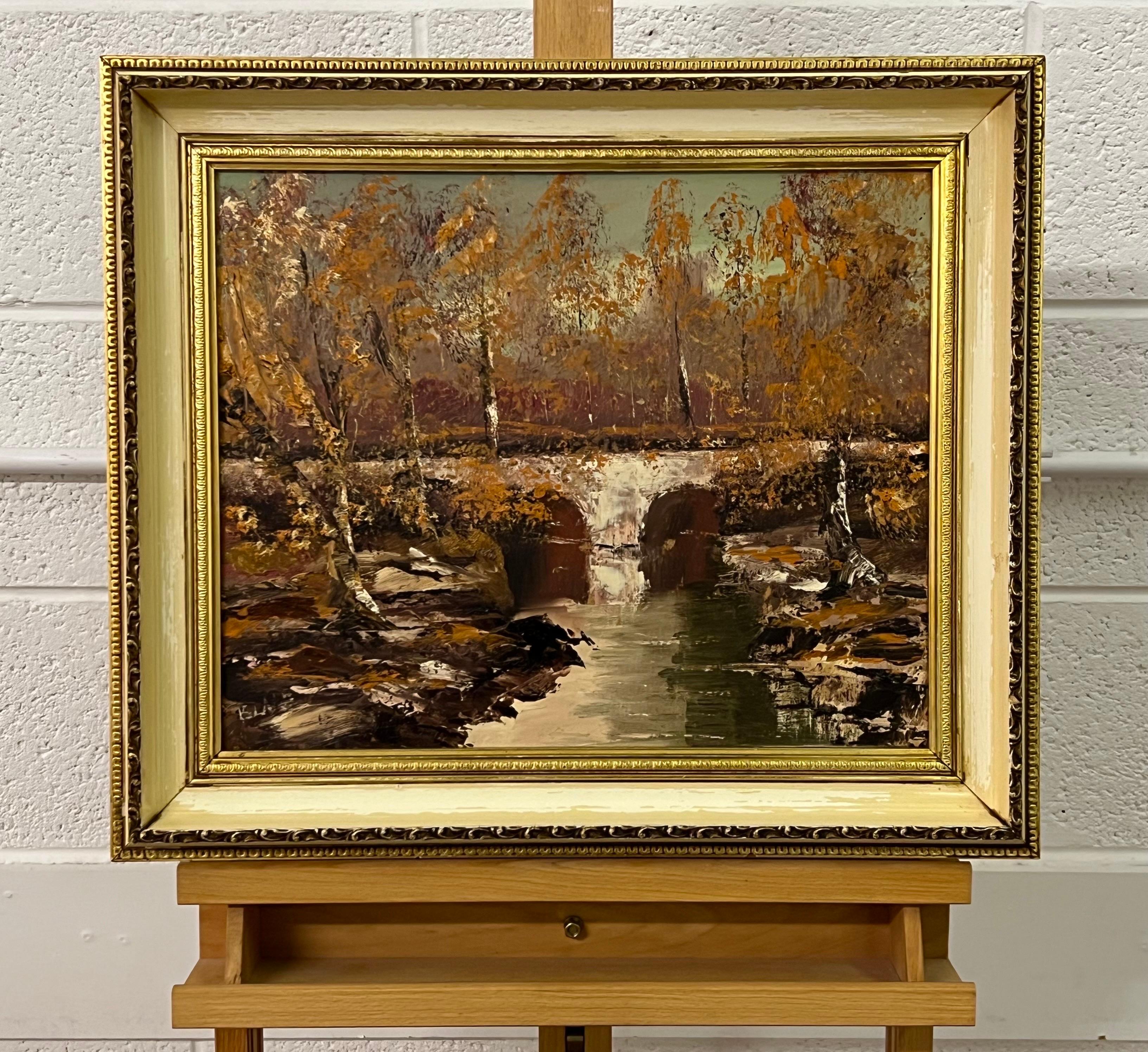Peinture à l'huile originale d'un paysage de rivière d'automne par un artiste irlandais - Impressionnisme abstrait Painting par Liam Blake
