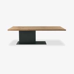 Liam Iron Dining Table by Riva 1920, Iron-Oak, Asymmetrical W 280 cm 110.2 in