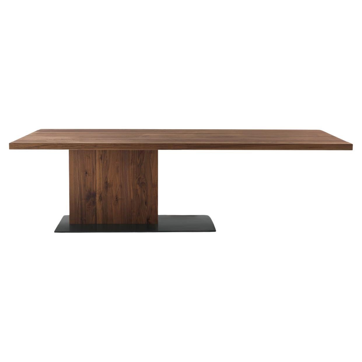 Liam Wood Dining Table by Riva 1920, Solid Walnut, Asymmetrical W 260 cm 102.4in
