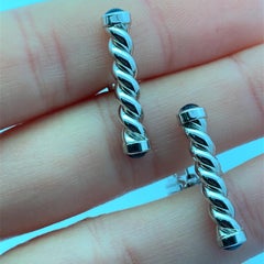 Liana Vourakis Gents Cufflinks Sapphire cabochon 18k White Gold