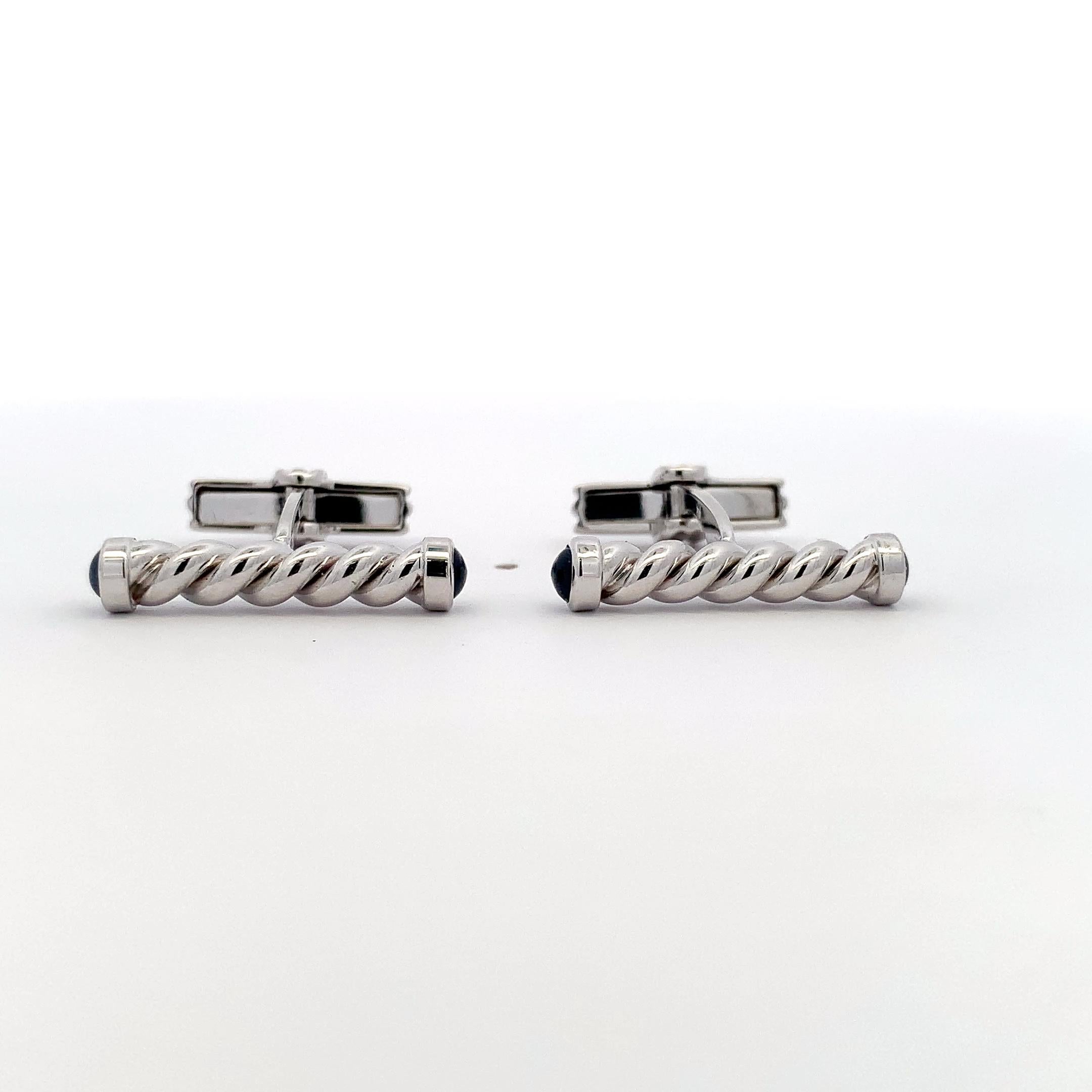 Liana Vourakis Boutons de manchette pour hommes Cabochon de saphir Or blanc 18k Neuf - En vente à London, GB