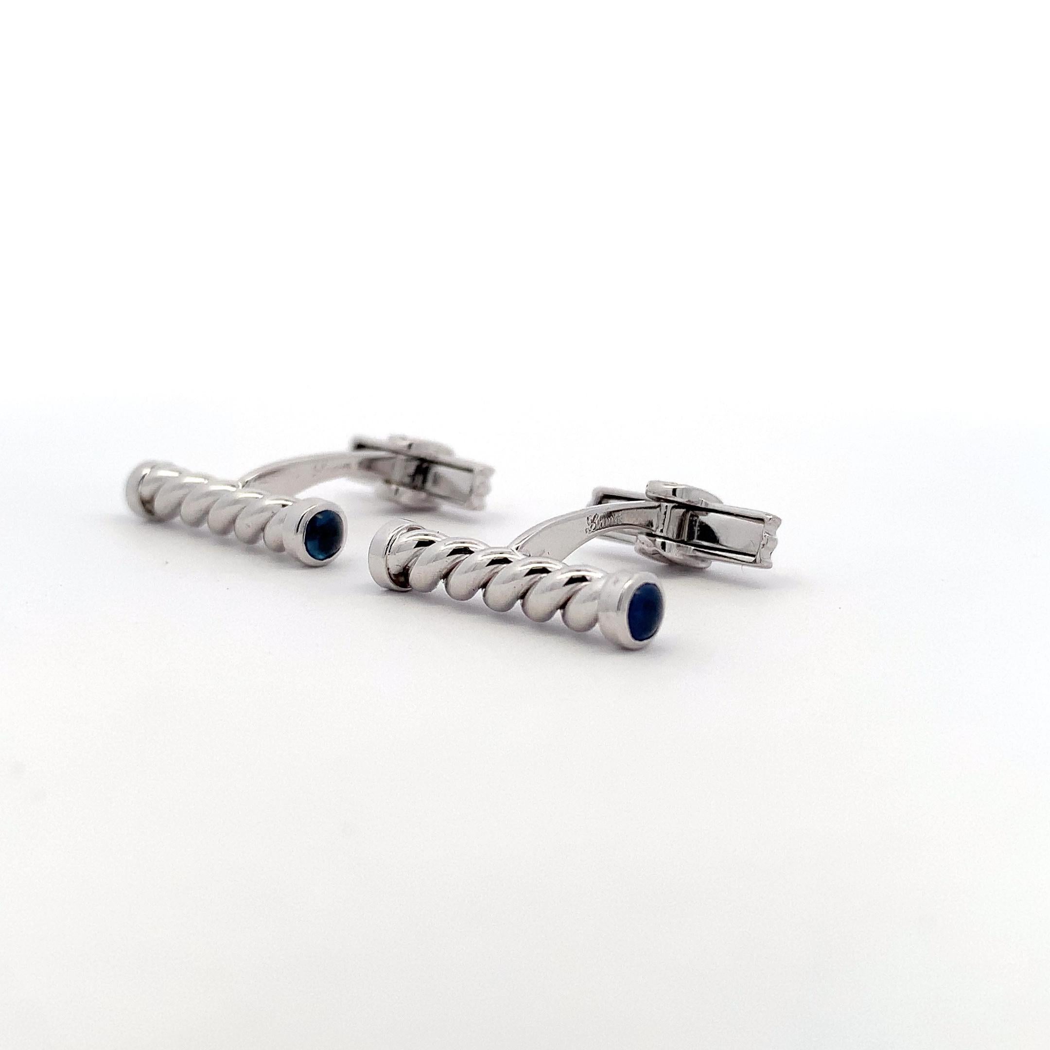 Liana Vourakis Boutons de manchette pour hommes Cabochon de saphir Or blanc 18k Pour hommes en vente