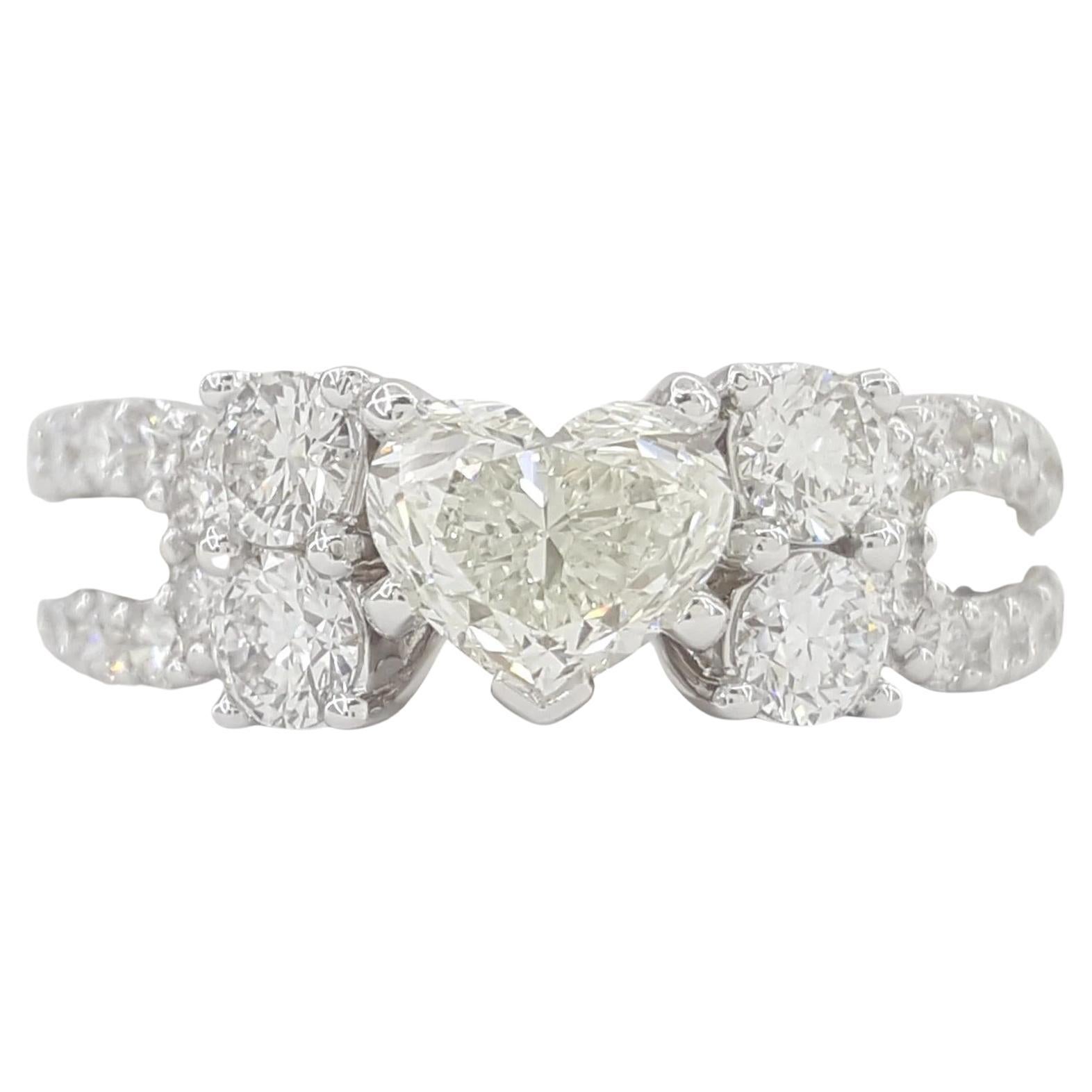 Liane Bague de fiançailles diamant en forme de cœur 1,53 ct en or blanc 18K en vente