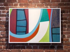 Chutes and Ladders, abstract multicolored painting on panel