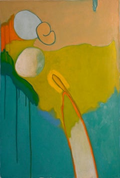 I Strut, green, yellow, orange abstract painting