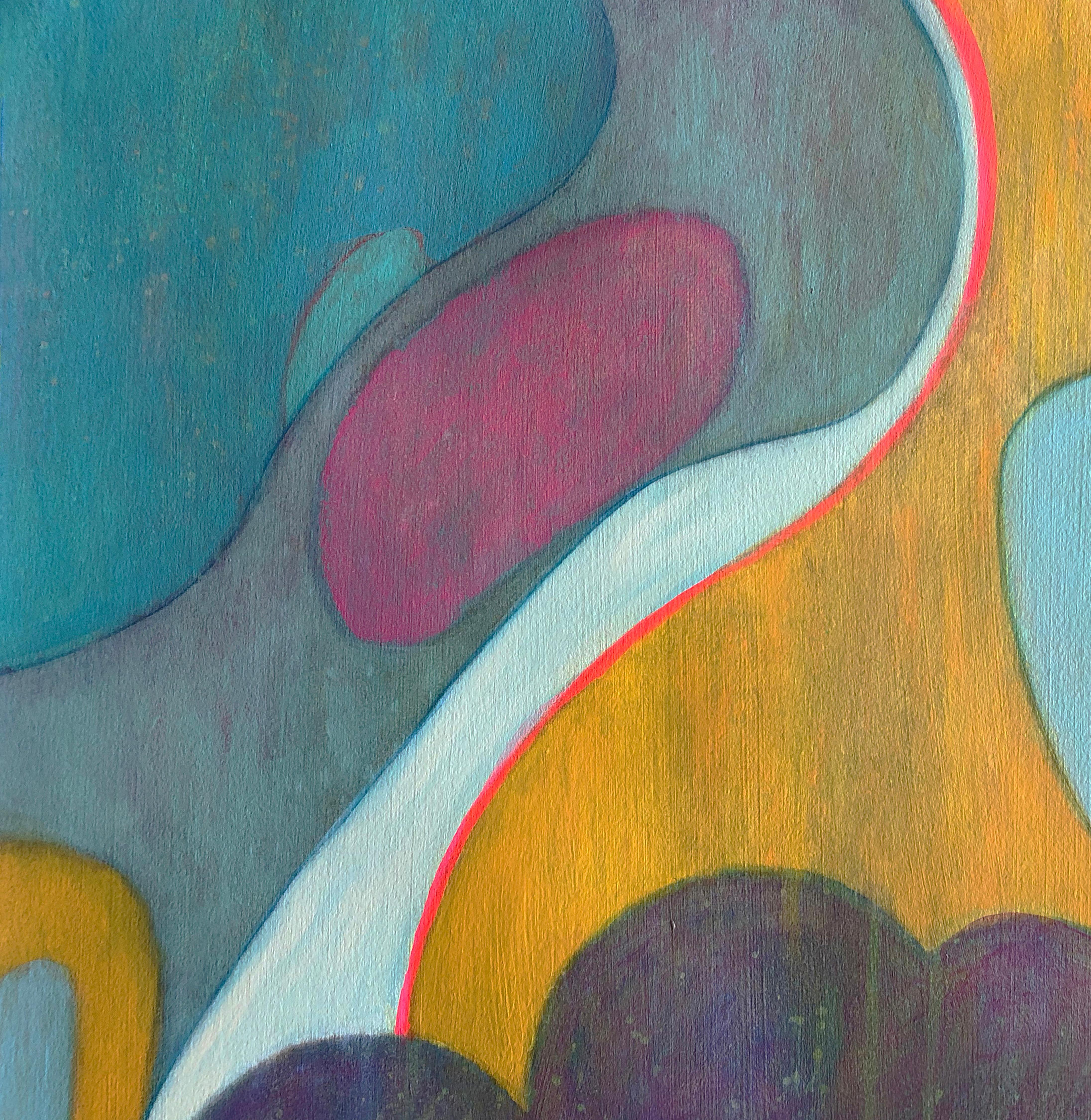 Jet Stream, acrylique, crayon, aquarelle sur papier Formes abstraites et audacieuses. - Contemporain Painting par Liane Ricci