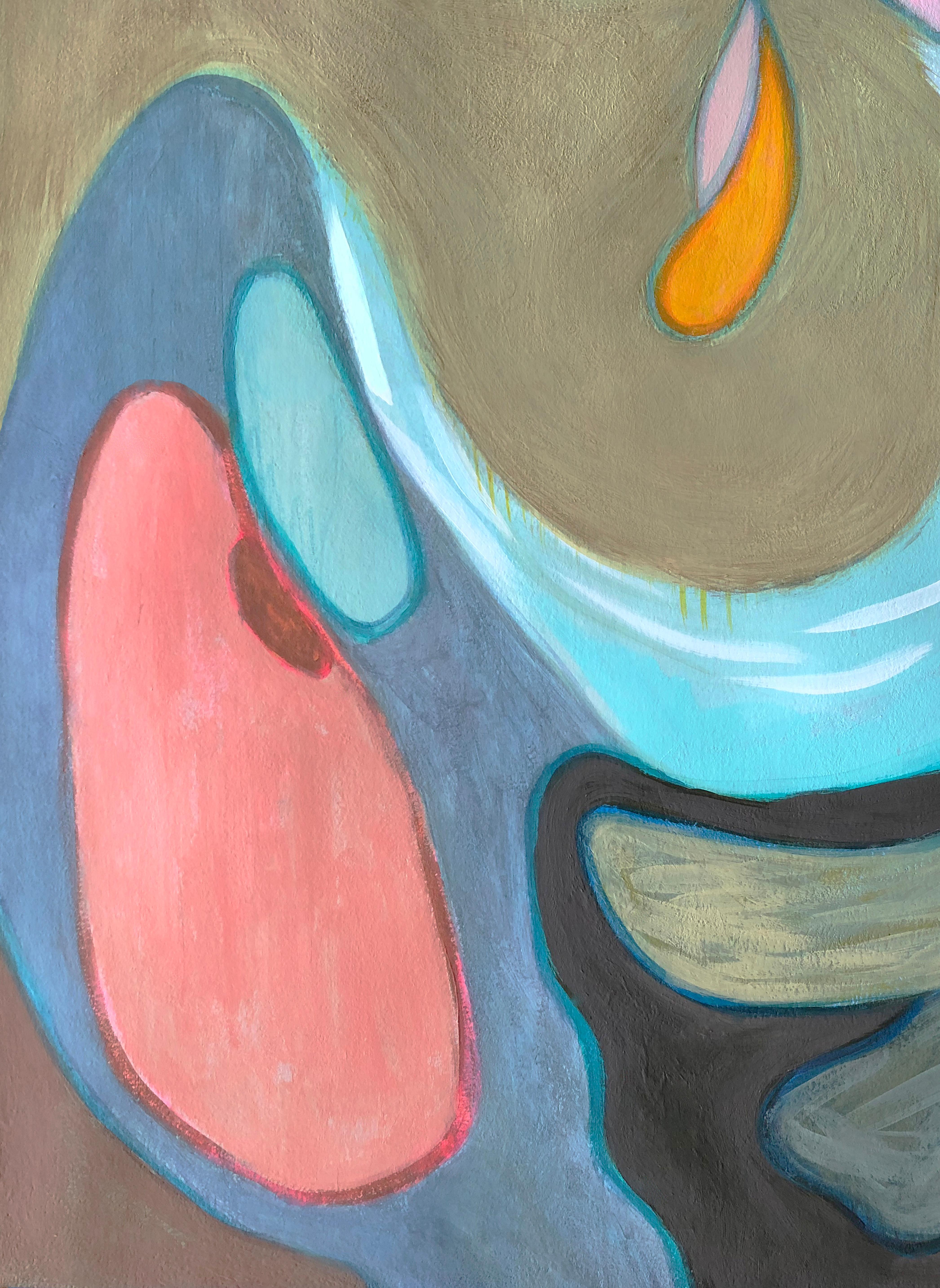 Rapt, pittura a tecnica mista su carta con tonalità della terra, astrazione - Art di Liane Ricci