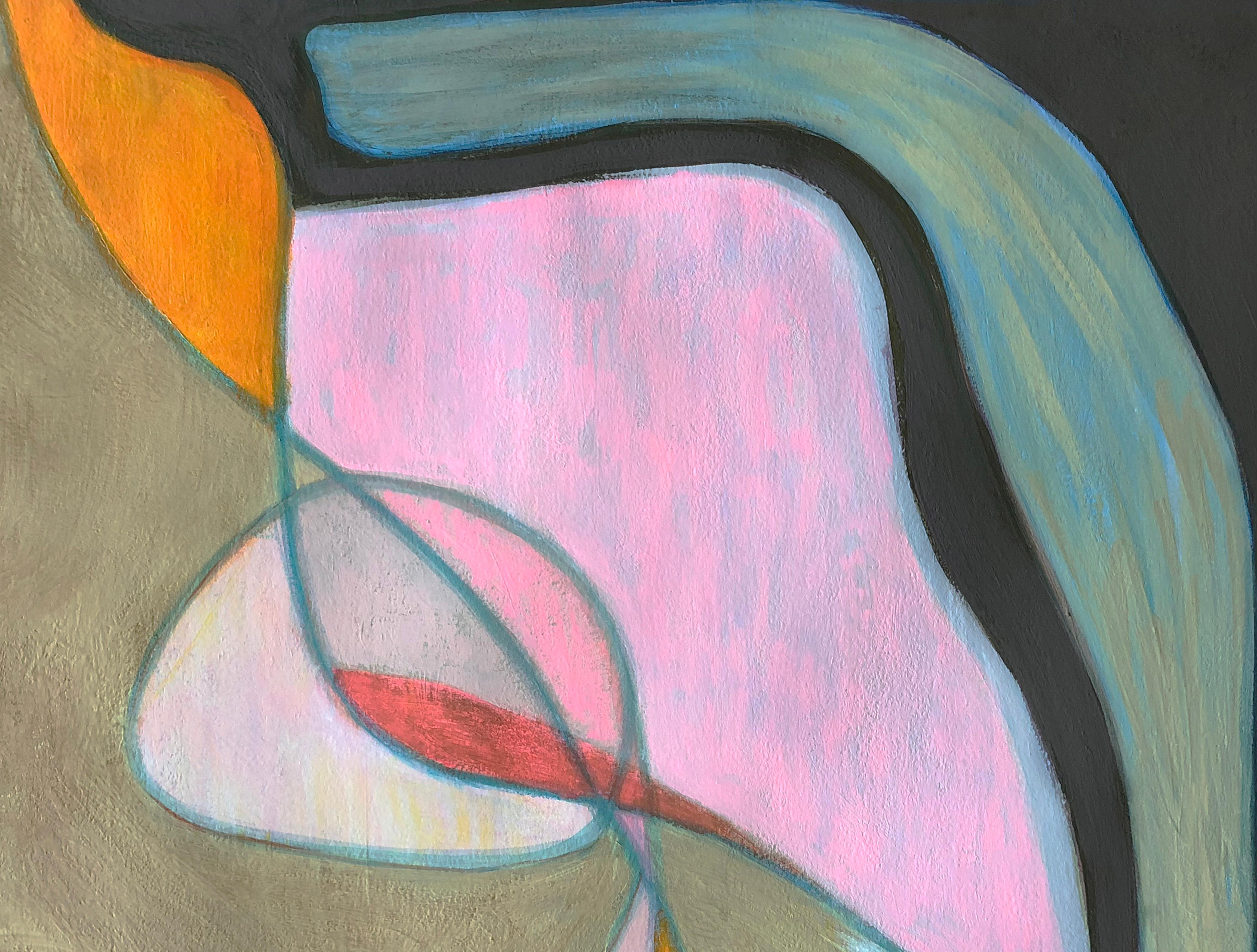 Rapt, erdfarbenes Mixed-Media-Gemälde auf Papier, Abstraktion (Zeitgenössisch), Art, von Liane Ricci