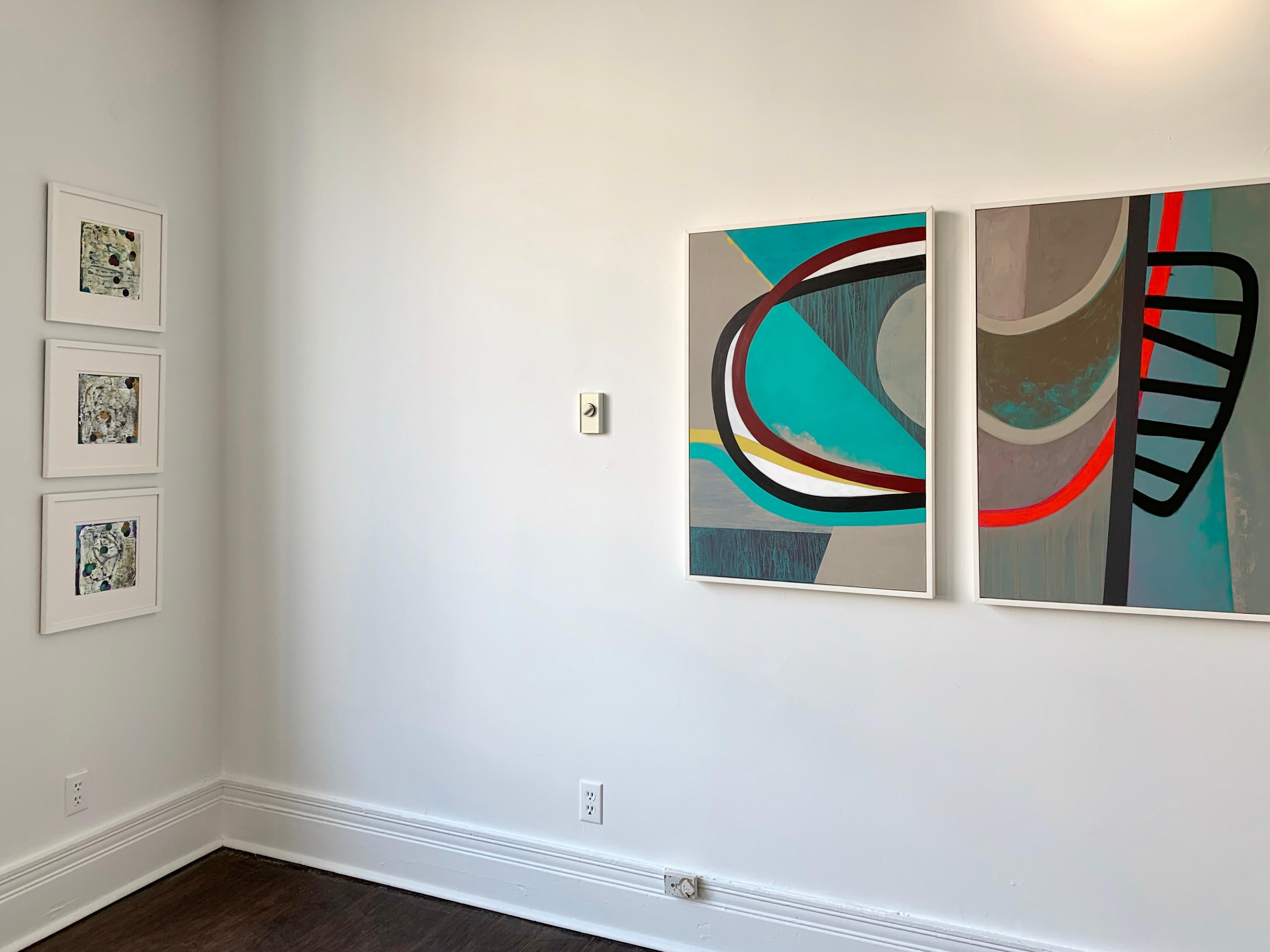 Liane Ricci’s abstract paintings defy categorization. They are based in geometry and largely composed of bold lines dissecting and running alongside shapes, yet there is nothing linear or analytical about them. A lyricism and feminine grace permeate