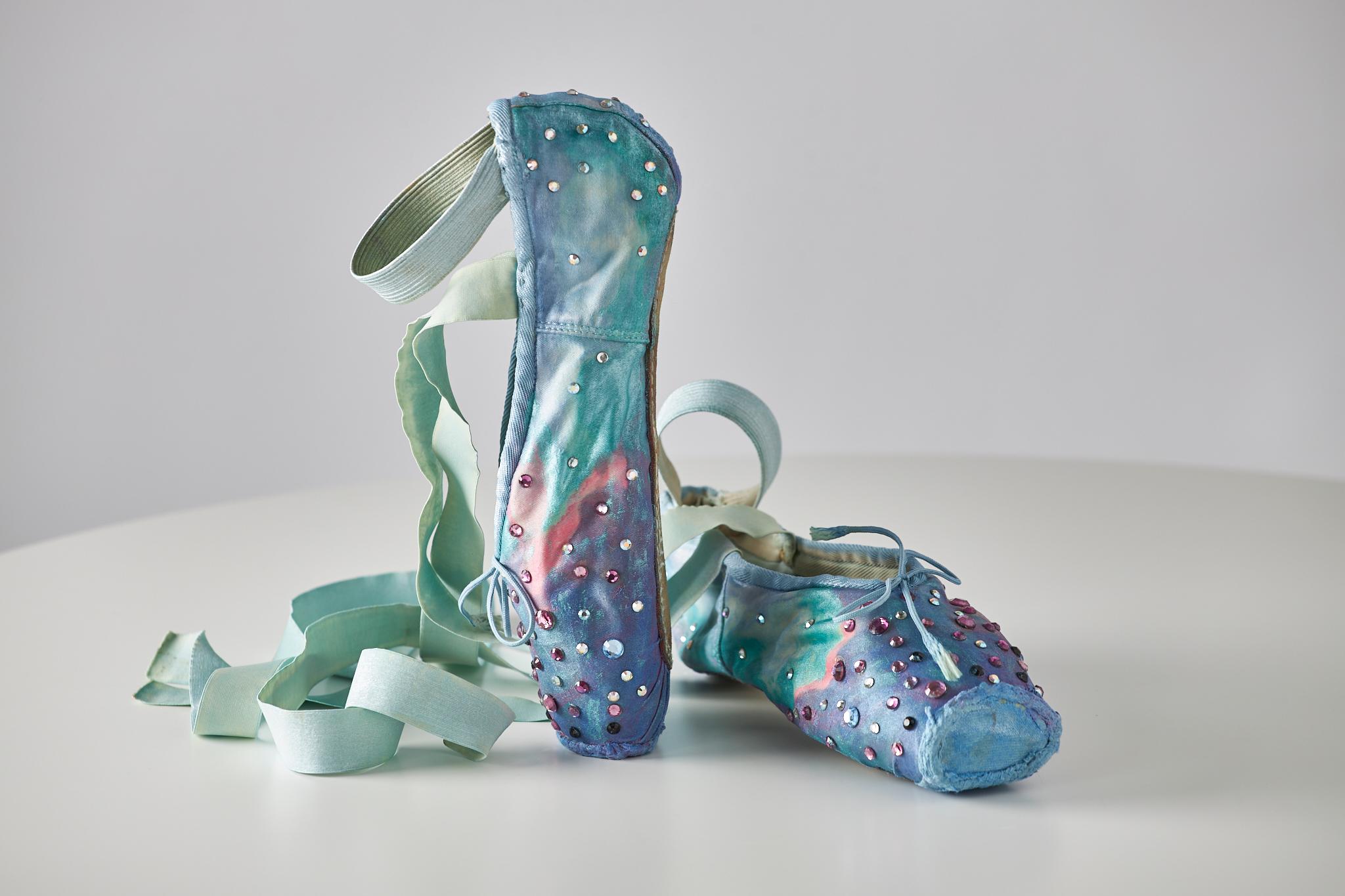 Aurora Borealis: A Place of Bliss, mixed media on ballet shoes - Mixed Media Art by Liane Ricci