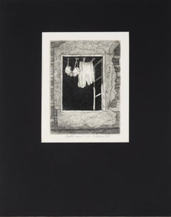 "Mable's Wash" - 1989 Black and White Lithograph on Paper