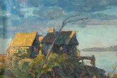 Liang Chen Landscape Original Oil On Canvas "Fishing House"
