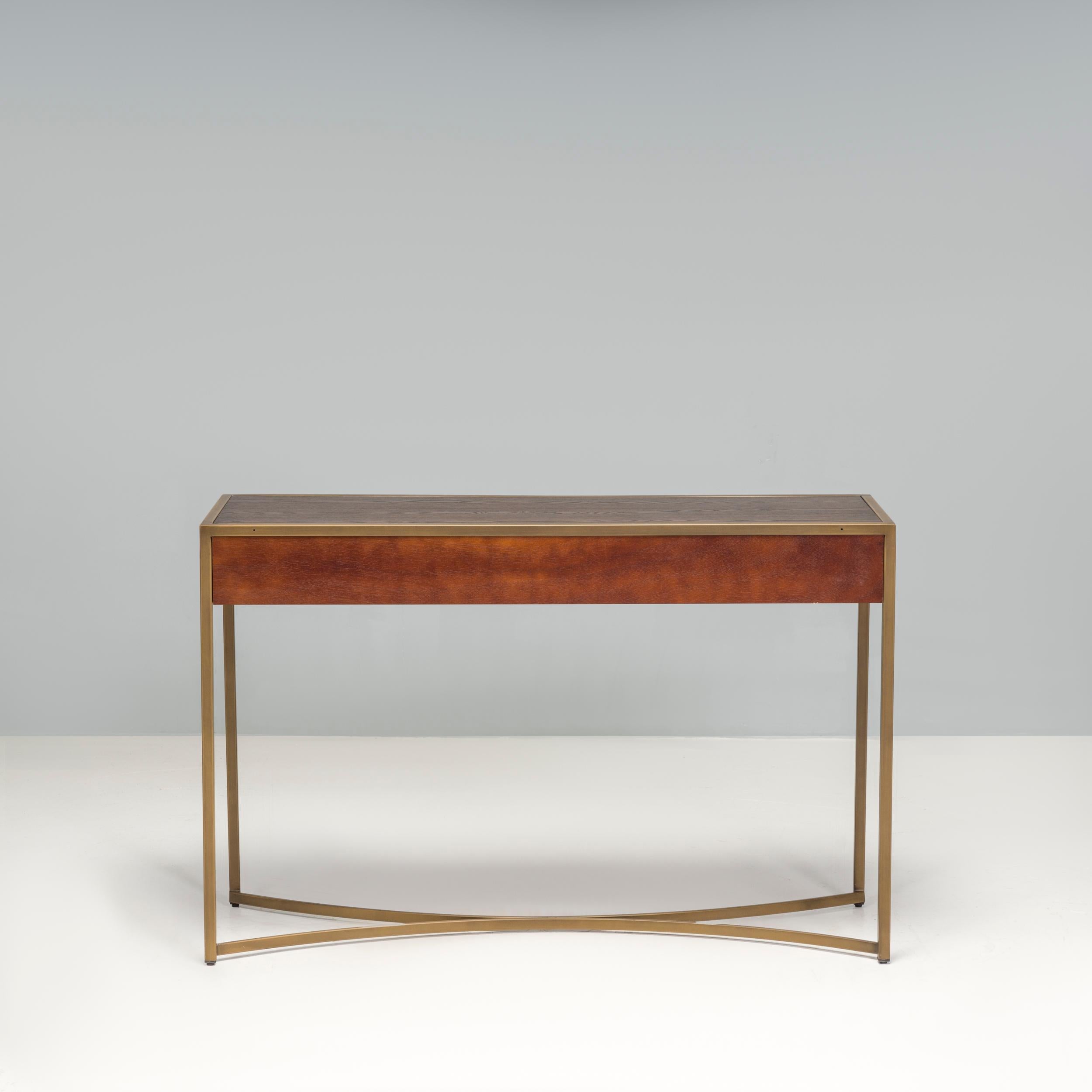 Industrial Liang & Eimil Brown Ash And Brass Rivoli Console Table For Sale