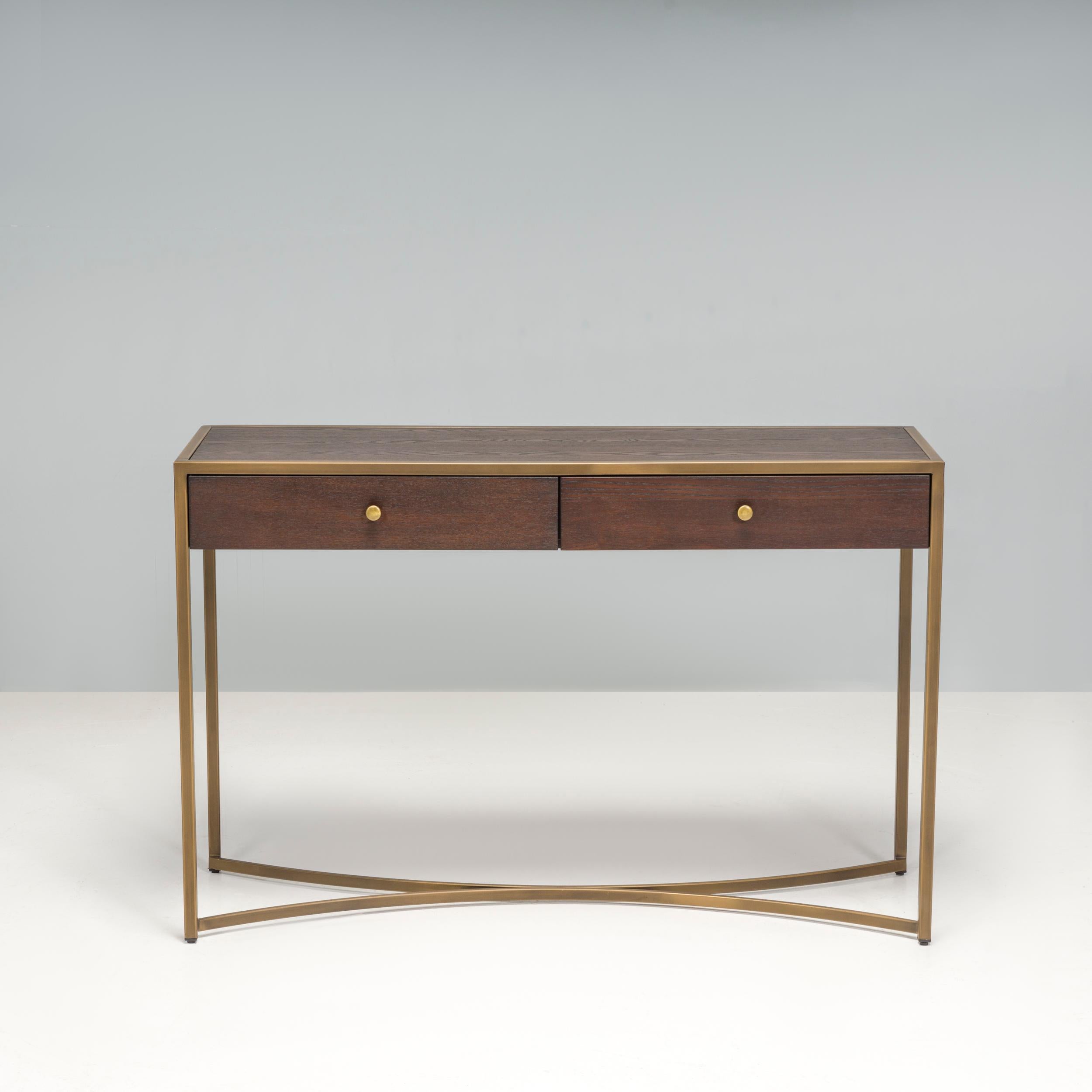 British Liang & Eimil Brown Ash And Brass Rivoli Console Table For Sale