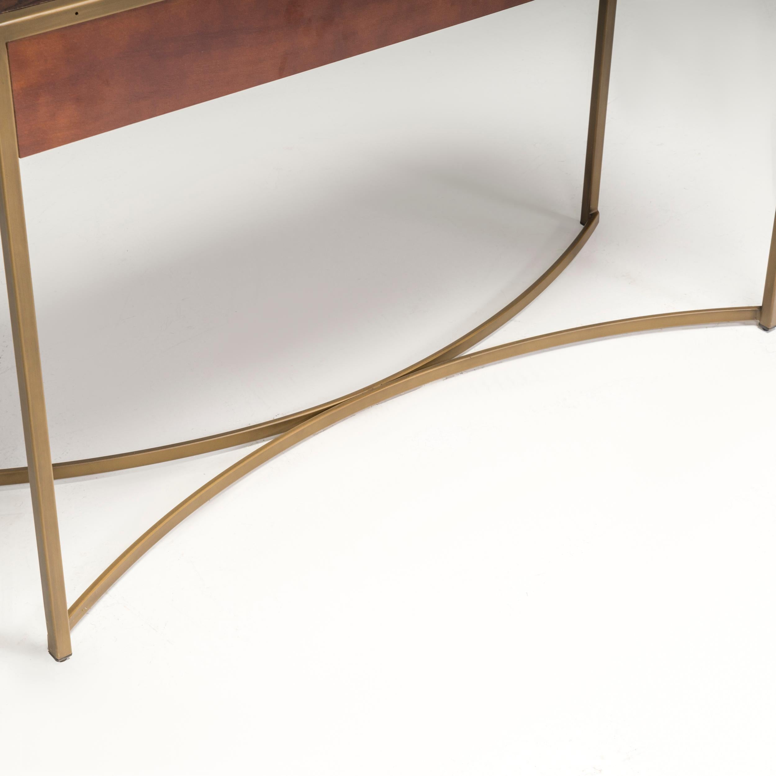 Liang & Eimil Brown Ash And Brass Rivoli Console Table In Good Condition For Sale In London, GB
