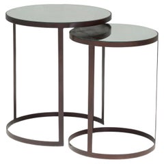 Liang & Eimil Nesting Glass Nesting Side Tables In Antique Bronze, Set of 2