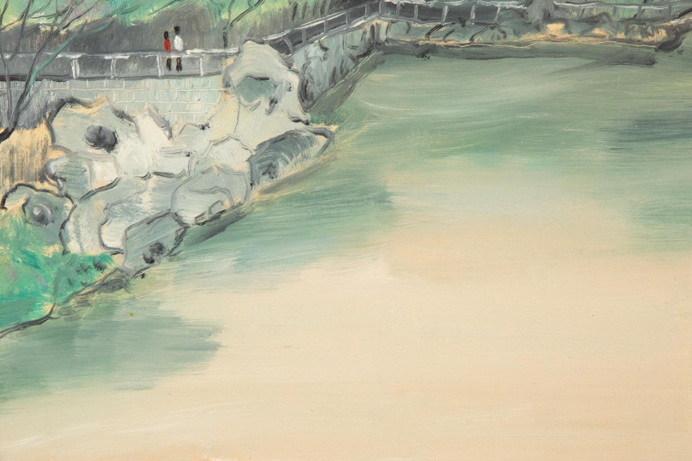 Impressionistisches Original Ölgemälde auf Leinwand „Vacation To Park“ von Liang Shanquan, Liang Shanquan im Angebot 4