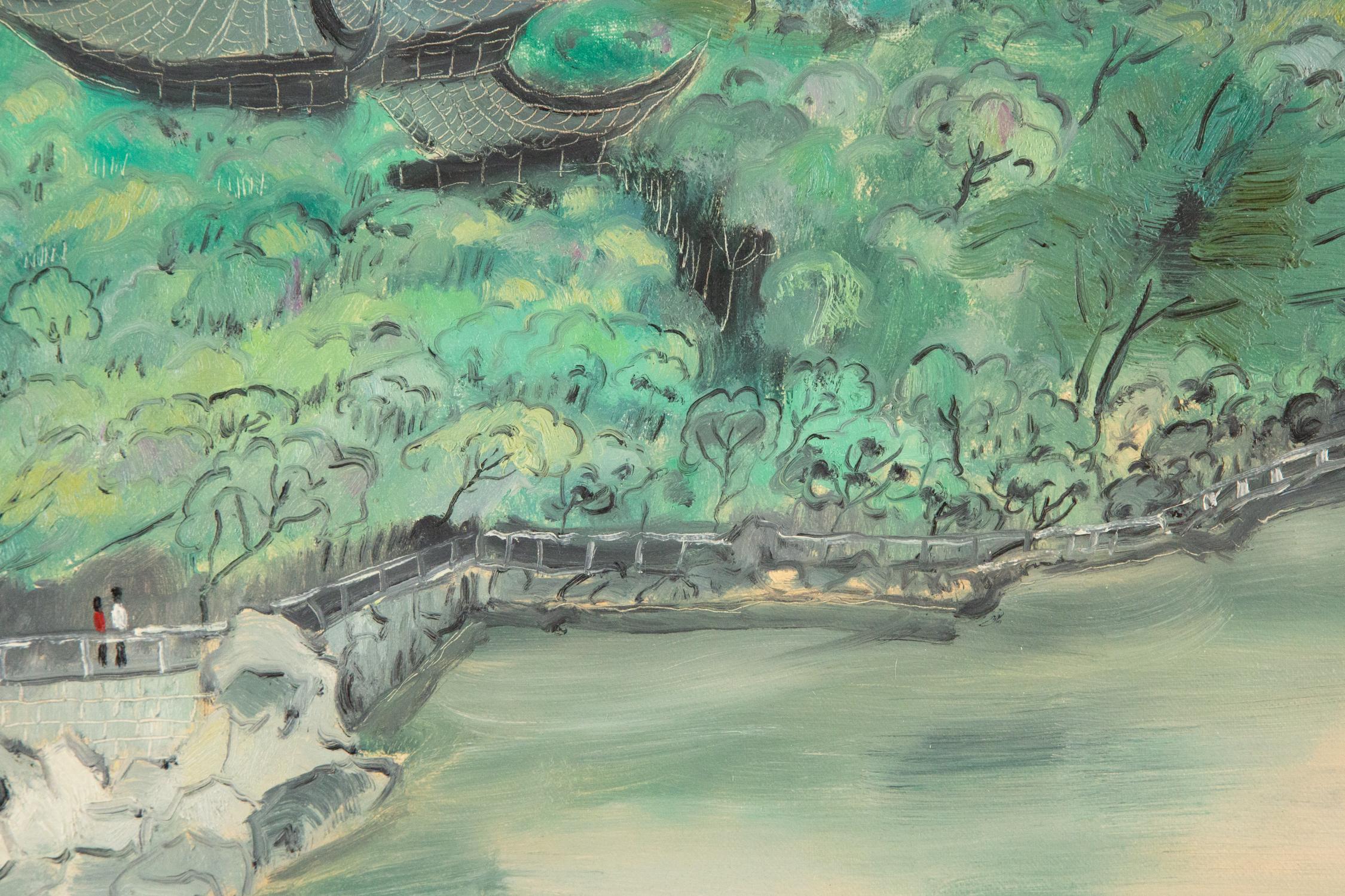 Impressionistisches Original Ölgemälde auf Leinwand „Vacation To Park“ von Liang Shanquan, Liang Shanquan im Angebot 6