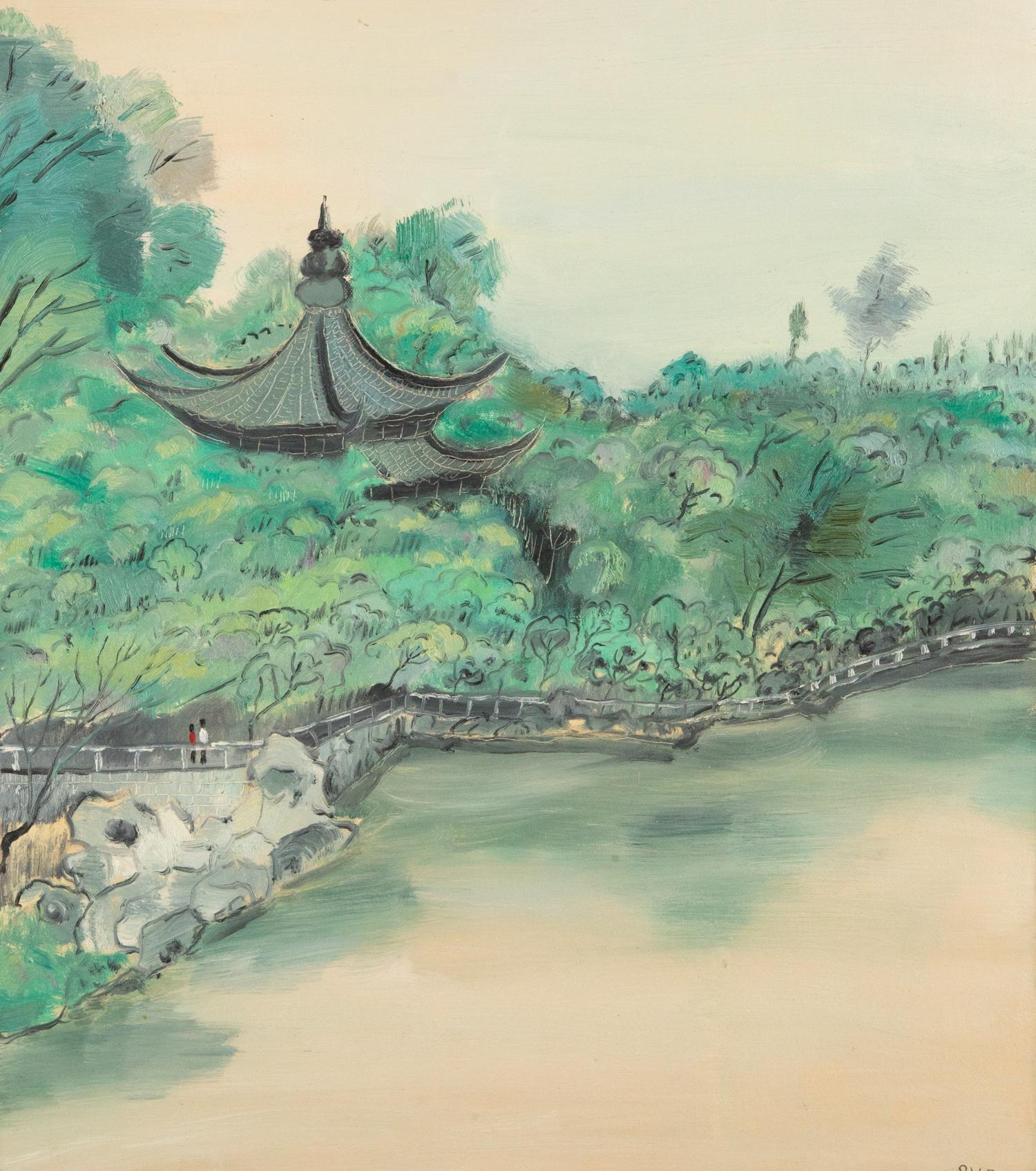 Impressionistisches Original Ölgemälde auf Leinwand „Vacation To Park“ von Liang Shanquan, Liang Shanquan