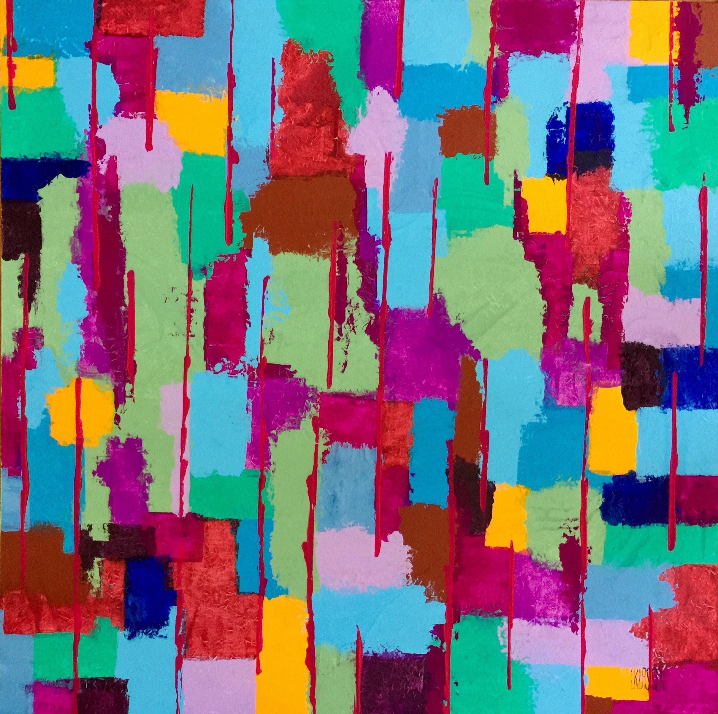 Avignone (Serie Our Townes), tecnica mista su tela - Mixed Media Art di Lianna Klassen