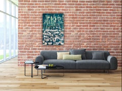 Marina am Schreibtisch, Mixed Media auf Leinwand