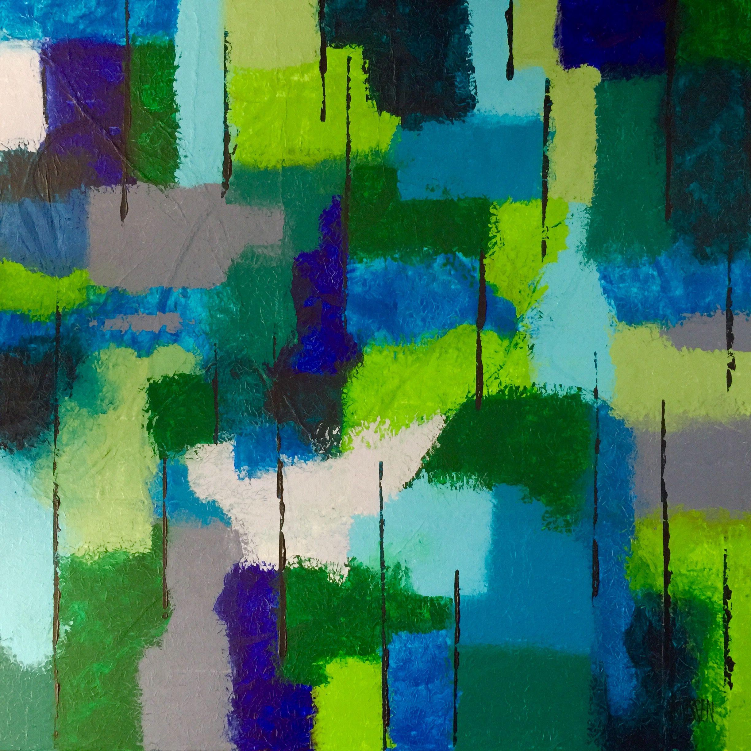 Vancouver (Serie Nuestra Ciudad), Técnica mixta sobre lienzo - Mixed Media Art de Lianna Klassen