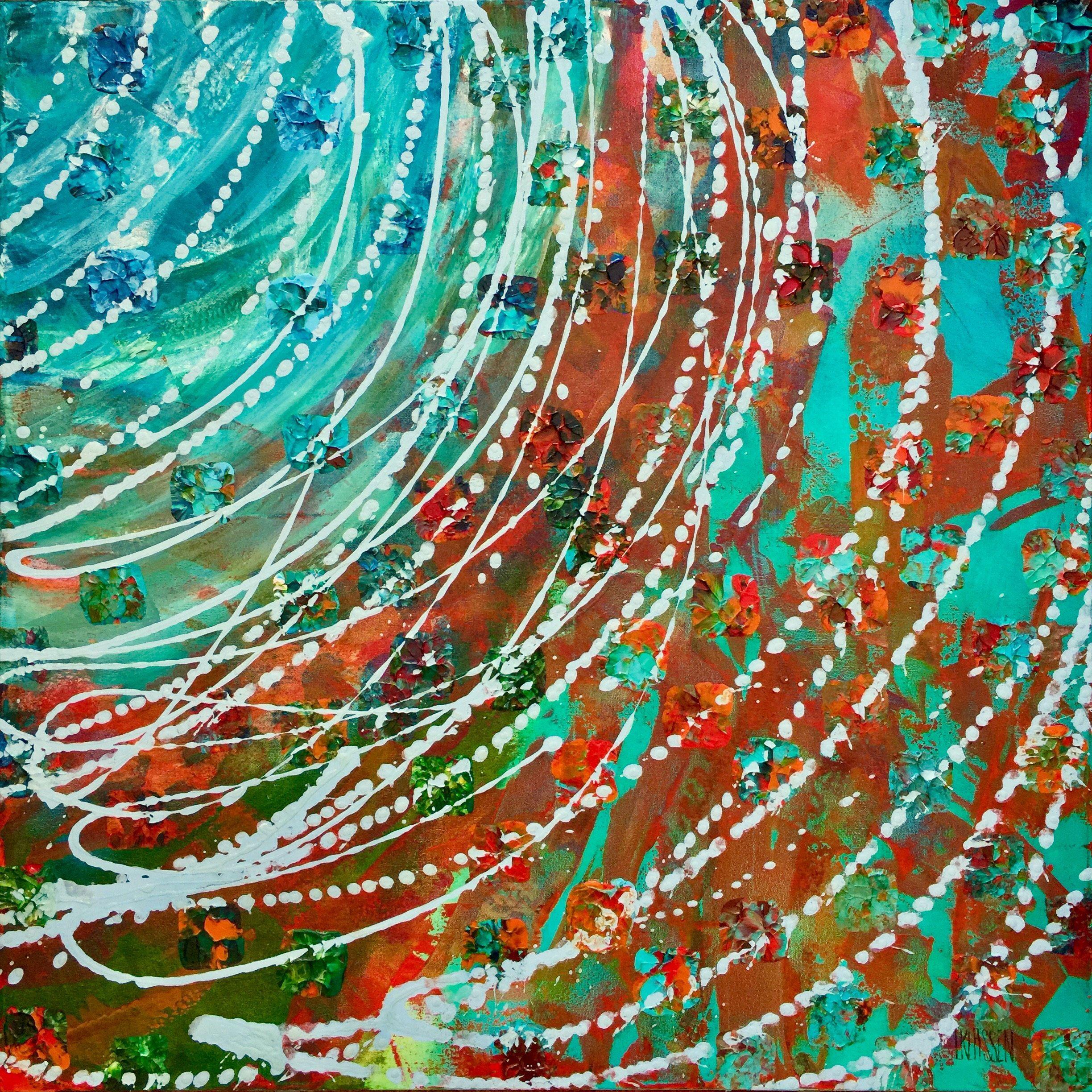 Abstract Painting di Lianna Klassen - Creazione #5 (Serie Creazione), tecnica mista su tela