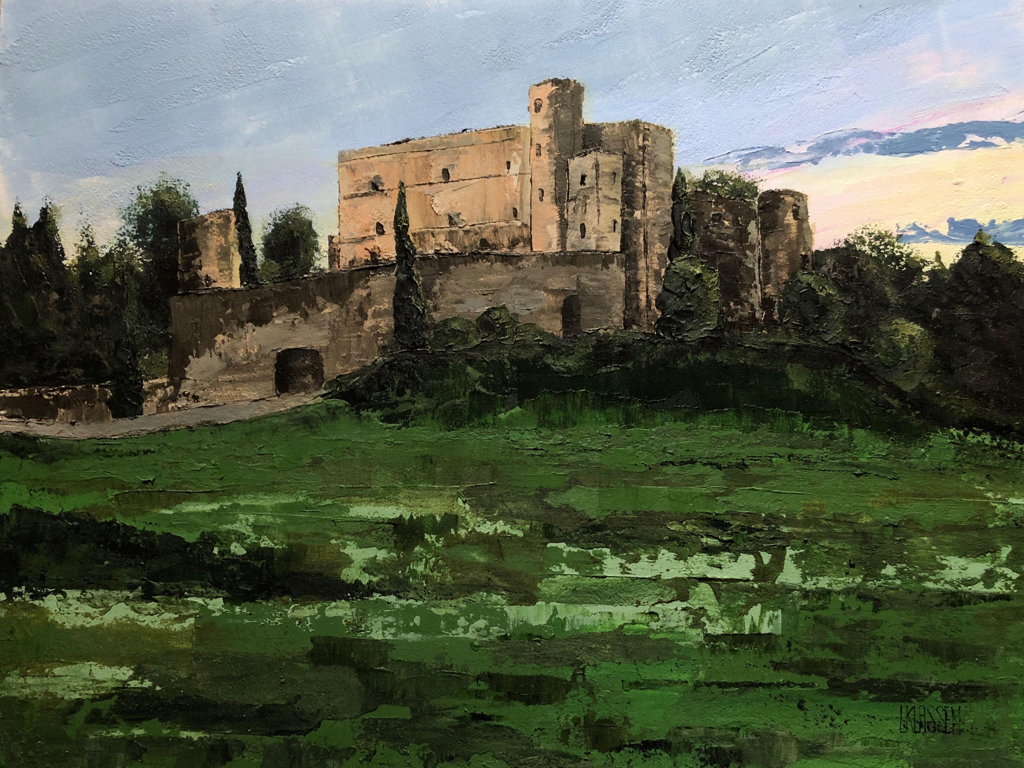 Lourmarin am Dusk, Somewhere in Provence Serie, Gemälde, Acryl auf Leinwand – Painting von Lianna Klassen