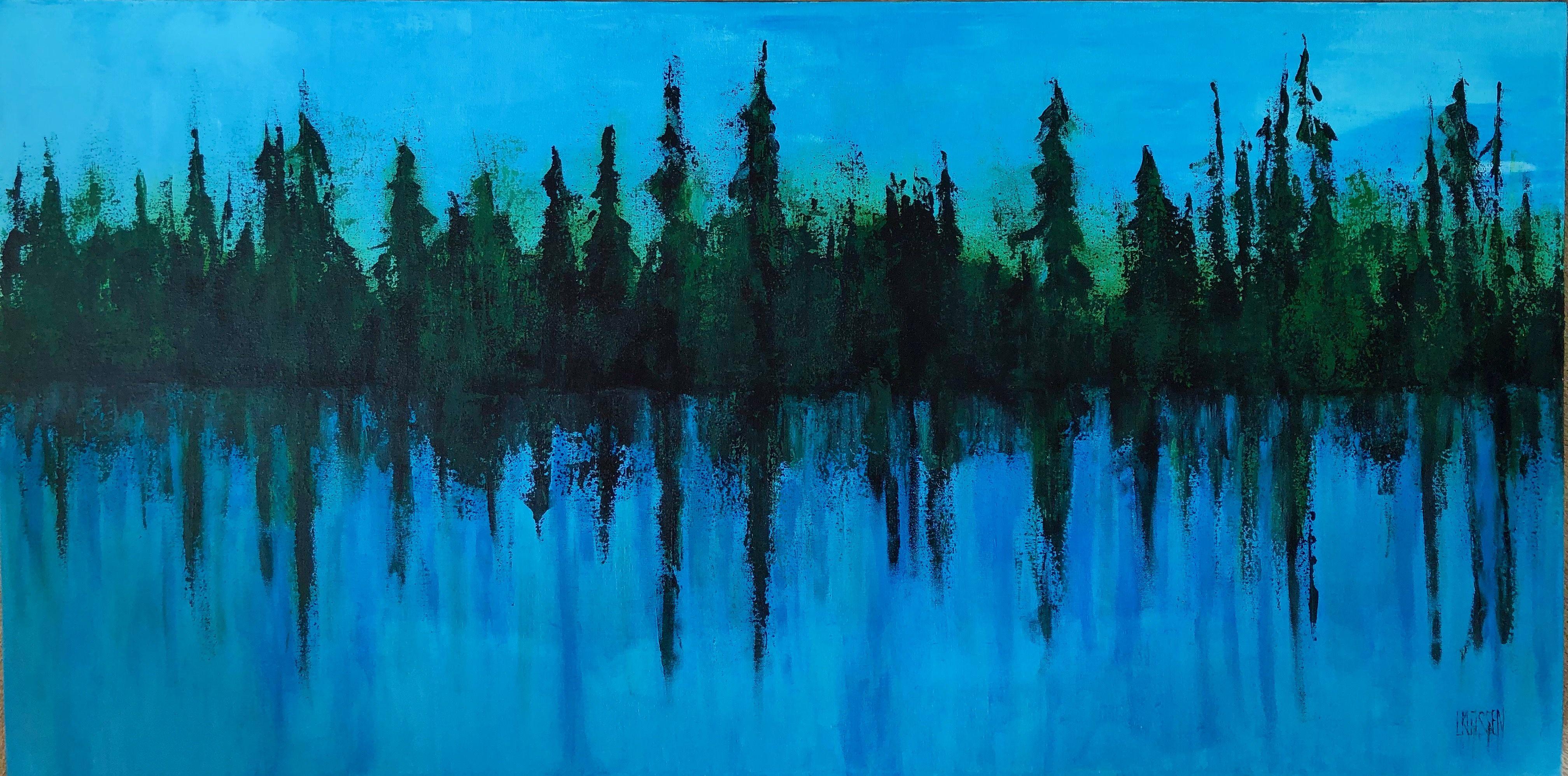 Laguna tranquila, Pintura, Acrílico sobre lienzo - Painting de Lianna Klassen