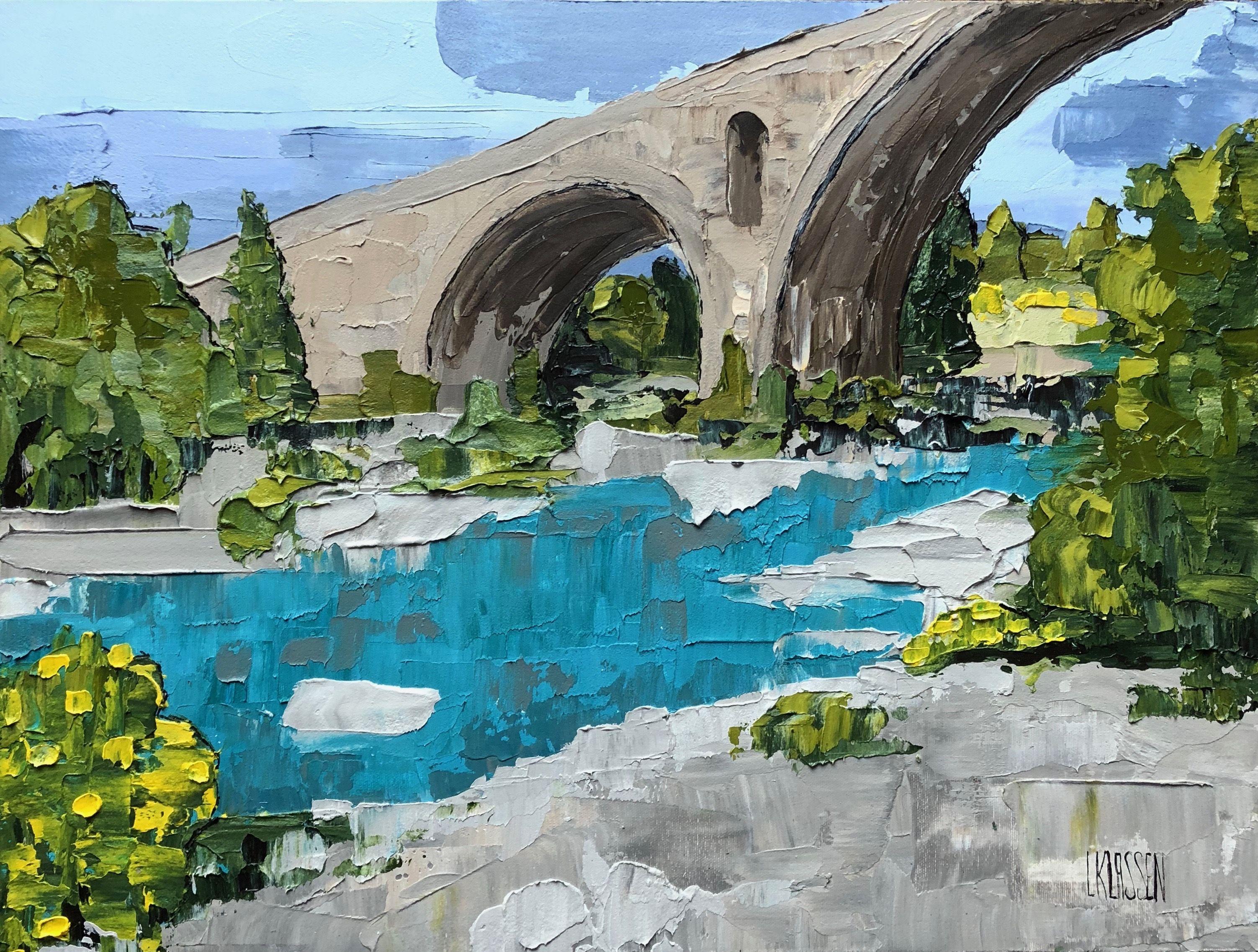 Le pont romain, quelque part en Provence, peinture, acrylique sur toile - Painting de Lianna Klassen