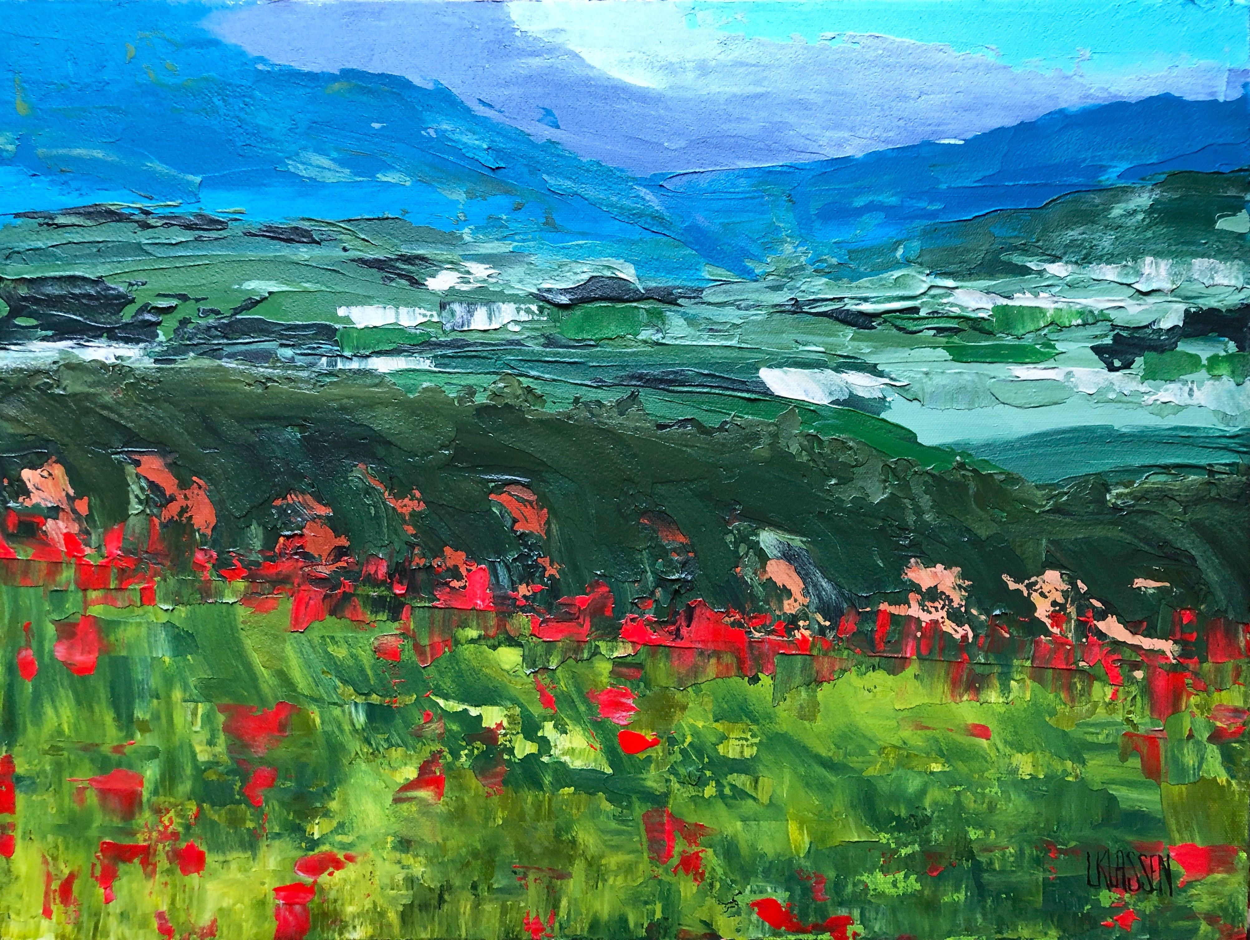 This painting is one of a series called Somewhere In Provence and is based on my time there in spring of 2018. The colours and the way the sun hits the ground have inspired generations of artists and I was no exception! This painting is acrylic and