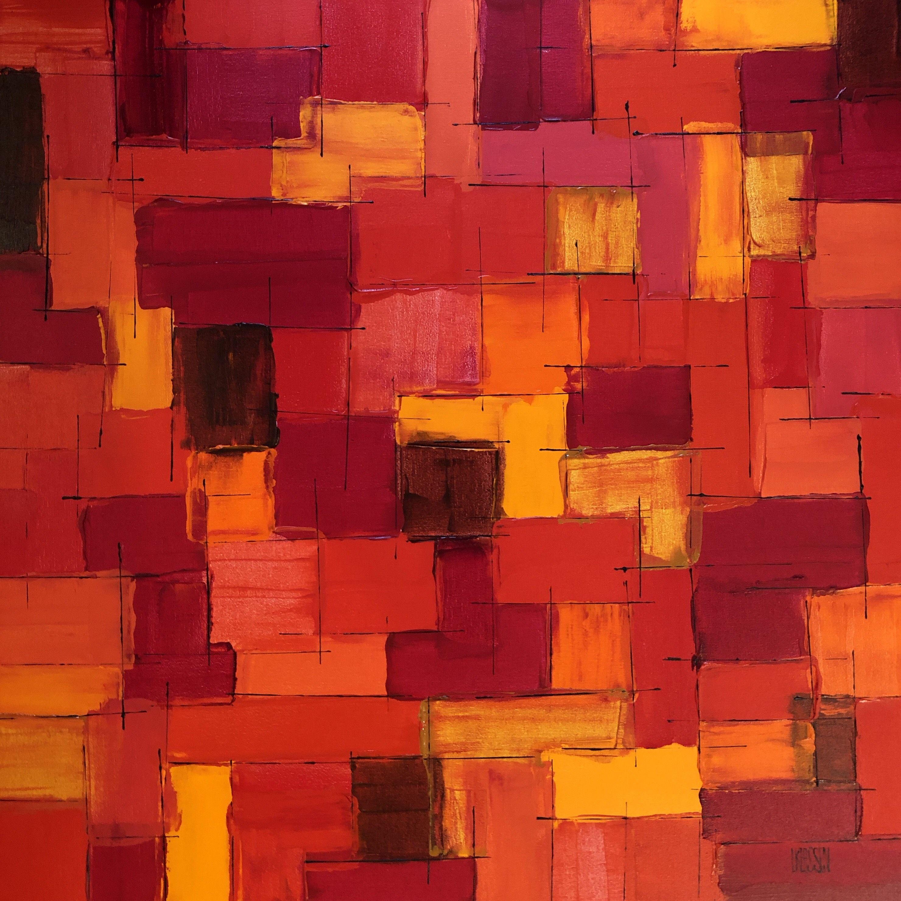 Abstract Painting di Lianna Klassen - Spektrum Series Rouge, Pittura, Acrilico su tela