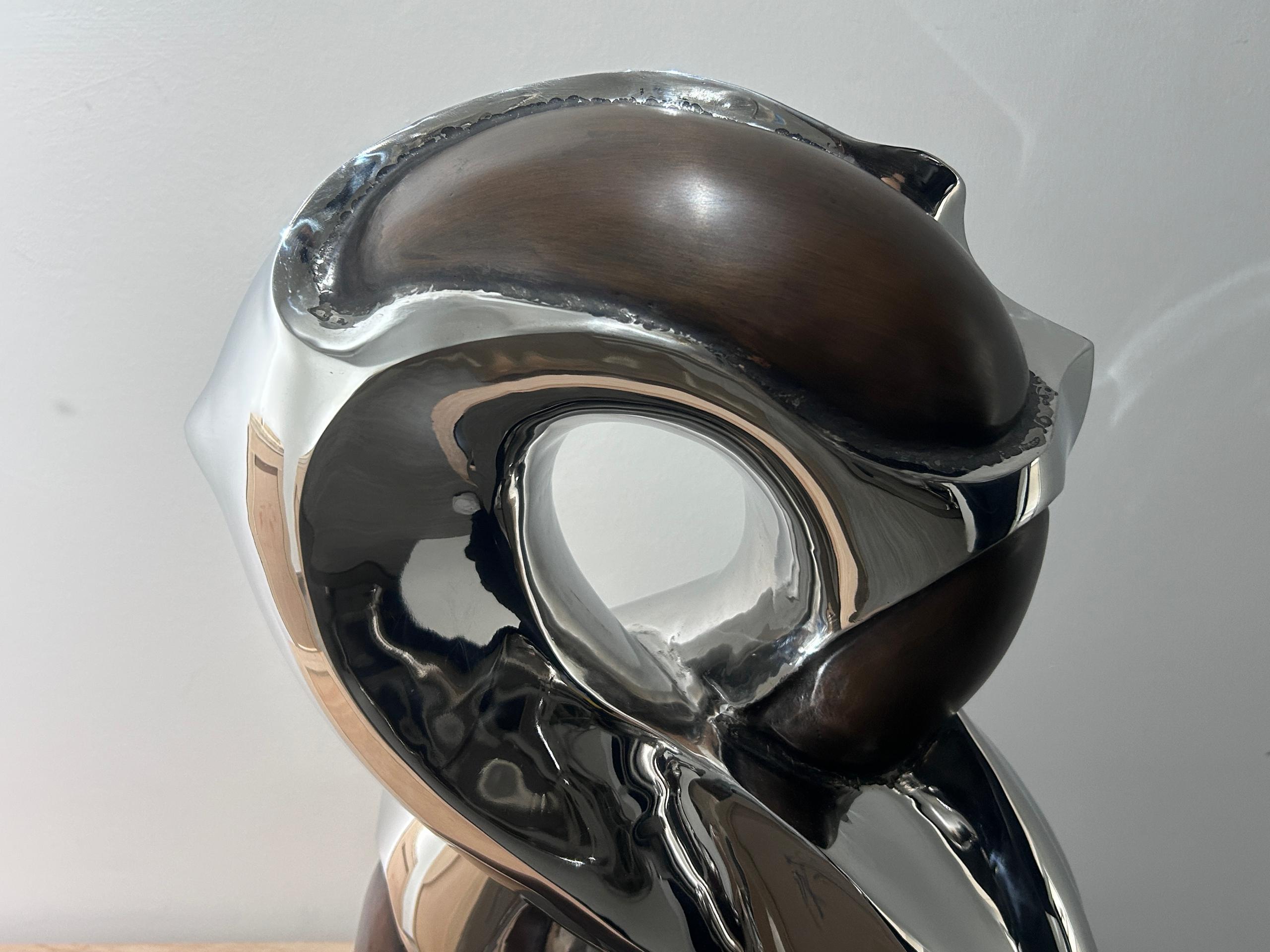 Perfection & Prosperity Life By Bronze & Copper Table Sculpture Edition of 16 - Gray Abstract Sculpture by Liao Ying Hsi