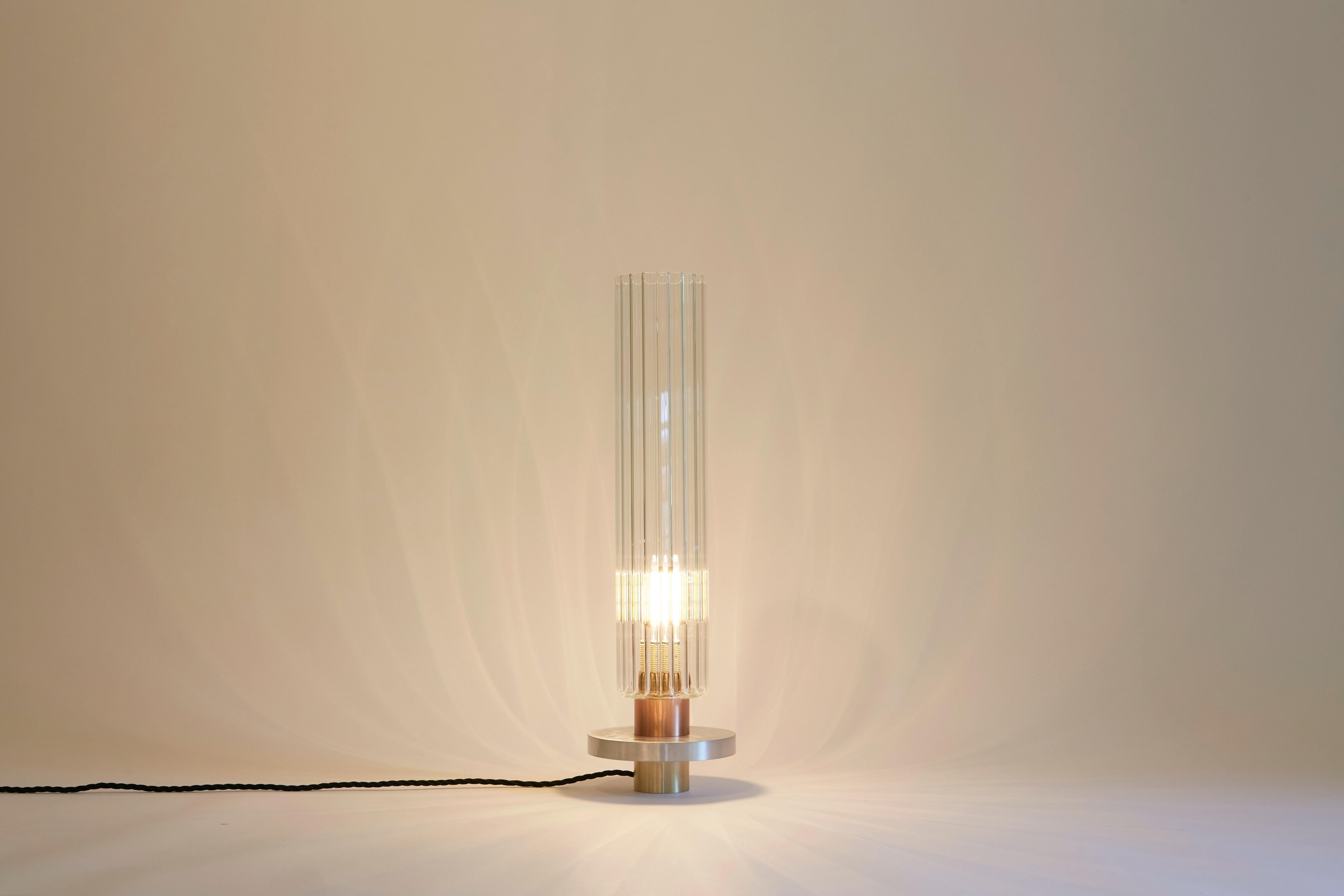Art Deco Liban Copper Brass and Aluminium Table Lamp by French Designer Marine Breynaert For Sale