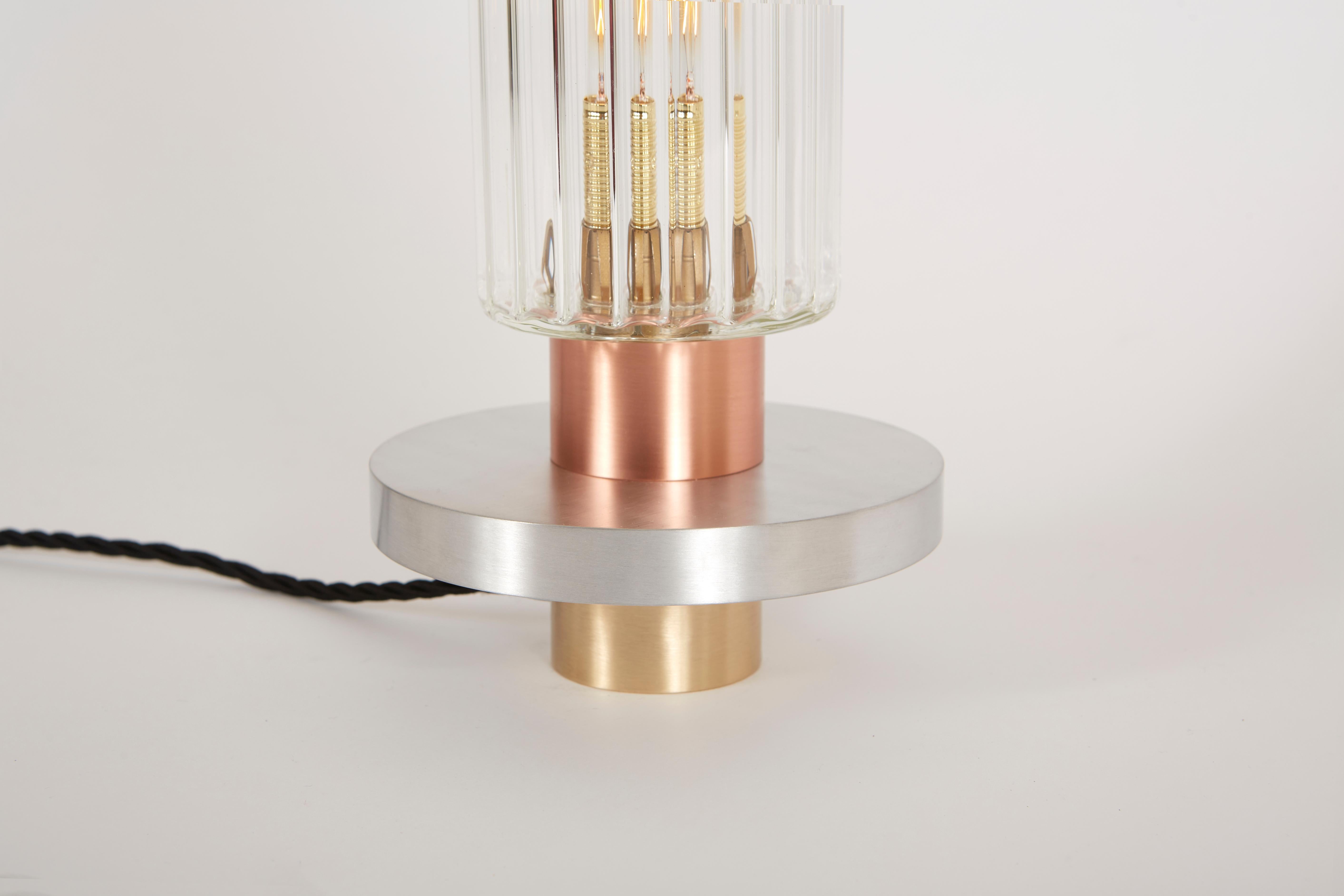 Brushed Liban Copper Brass and Aluminium Table Lamp by French Designer Marine Breynaert For Sale