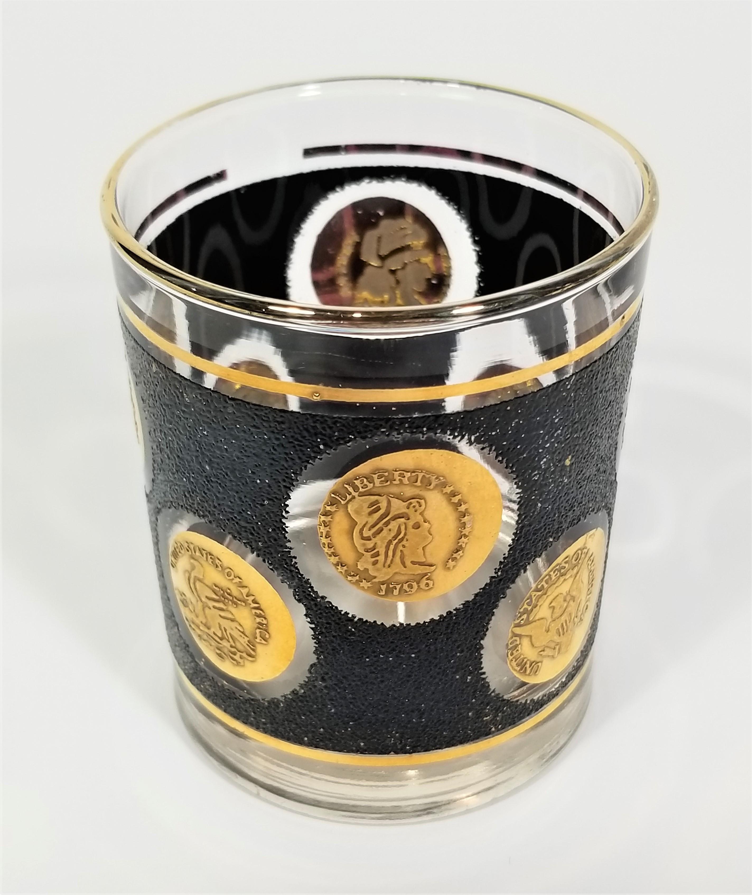 Libbey 22K Gold and Black Glassware Barware, 1960s, Mid-Century 2