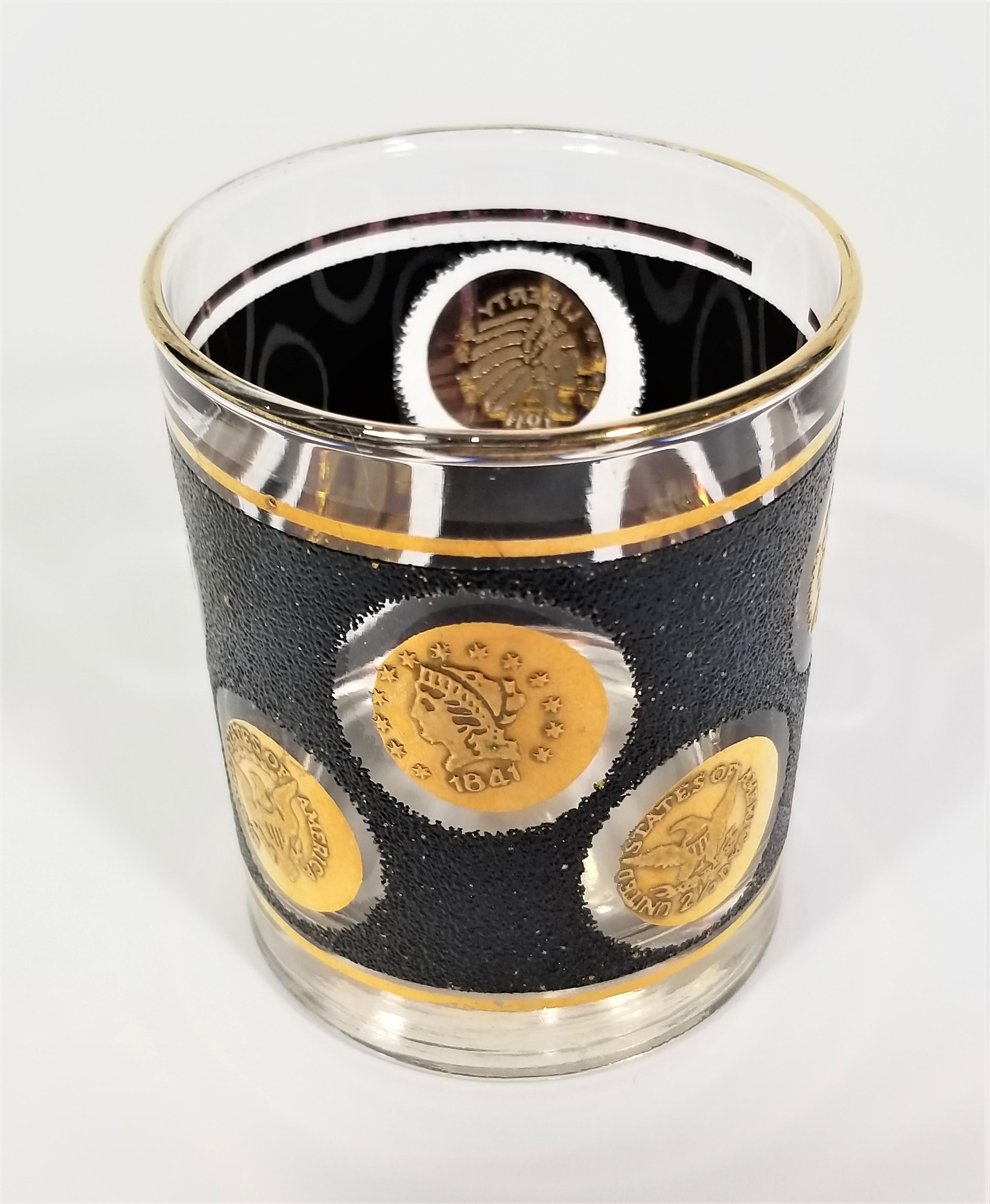Libbey 22K Gold and Black Glassware Barware, 1960s, Mid-Century 3