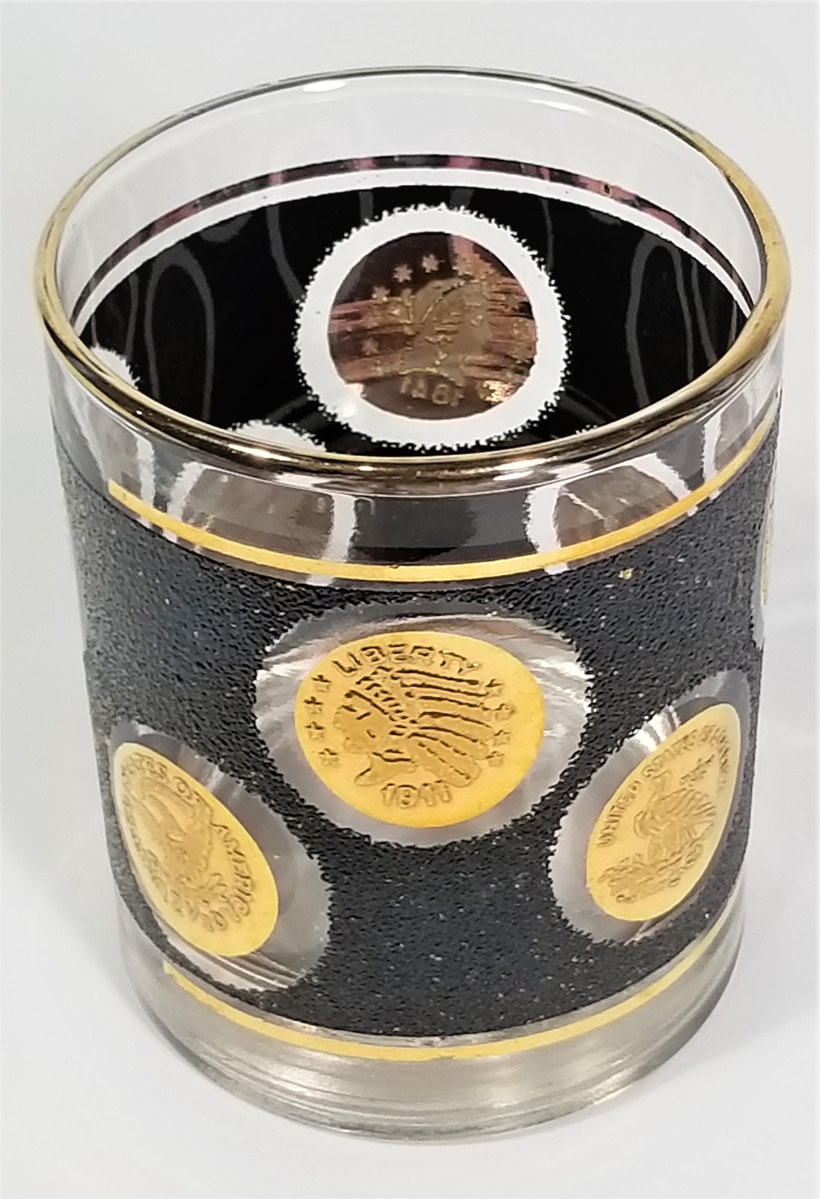 Libbey 22K Gold and Black Glassware Barware, 1960s, Mid-Century 4