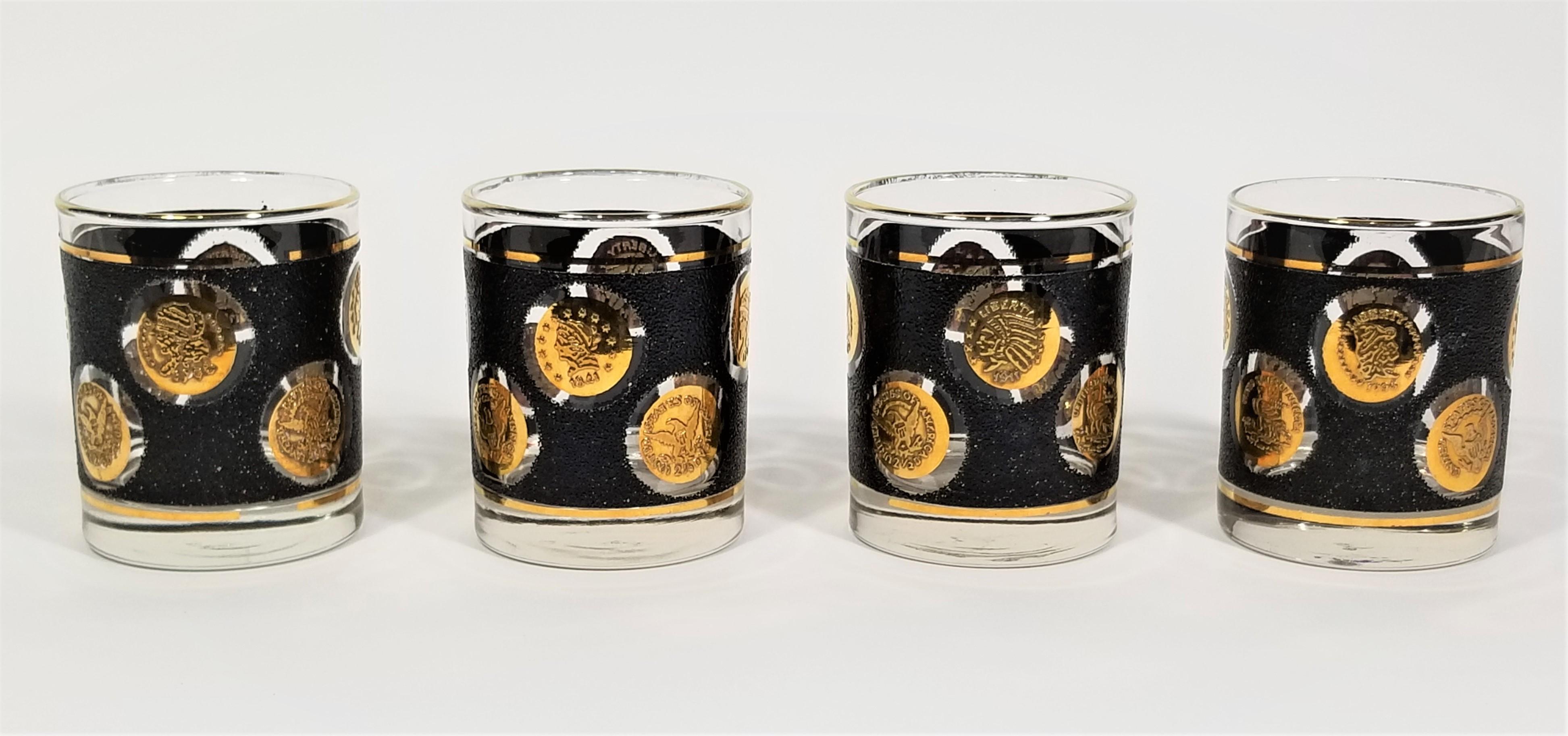 Libbey 22K Gold and Black Glassware Barware, 1960s, Mid-Century 8