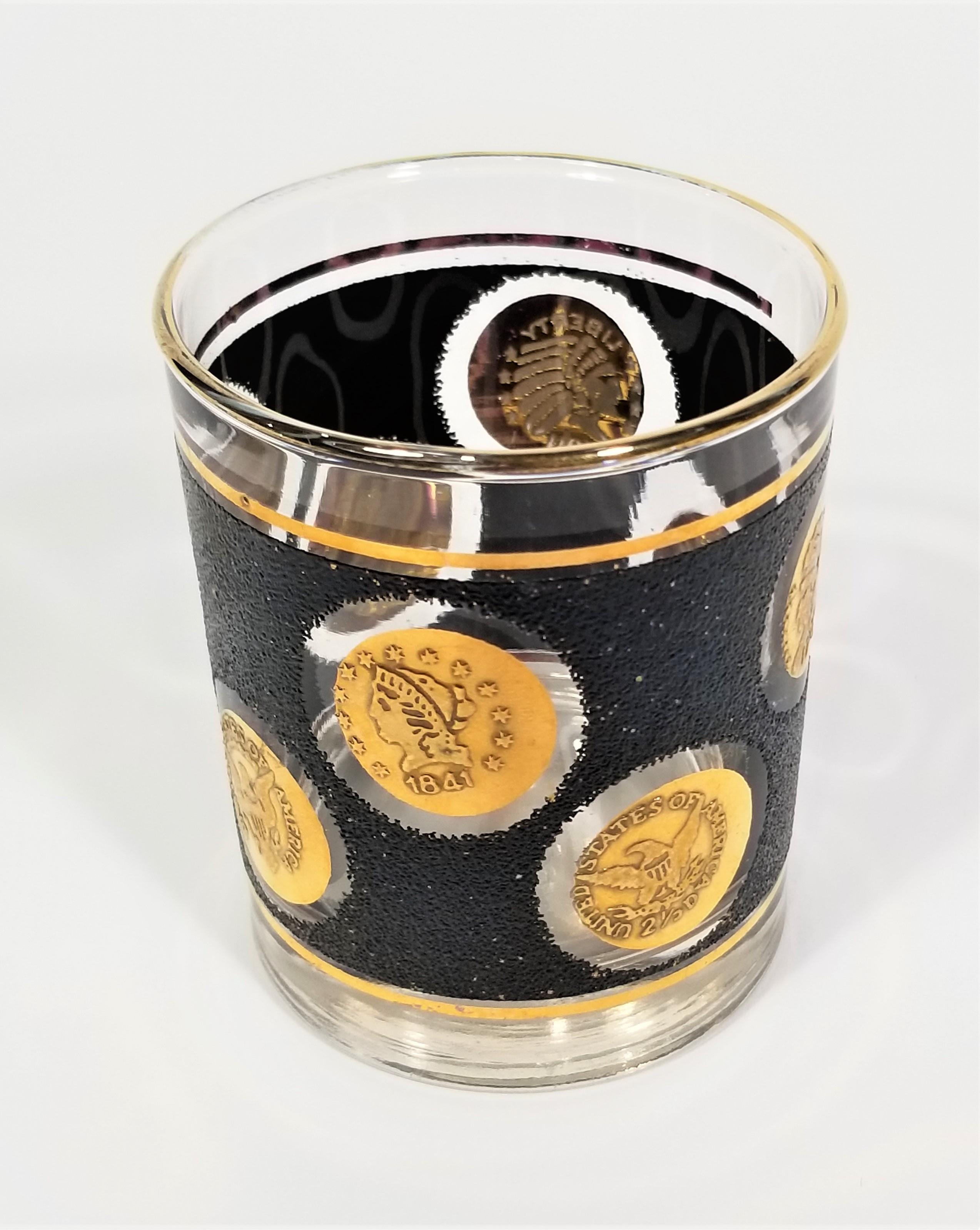Libbey 22K Gold and Black Glassware Barware, 1960s, Mid-Century In Excellent Condition In New York, NY