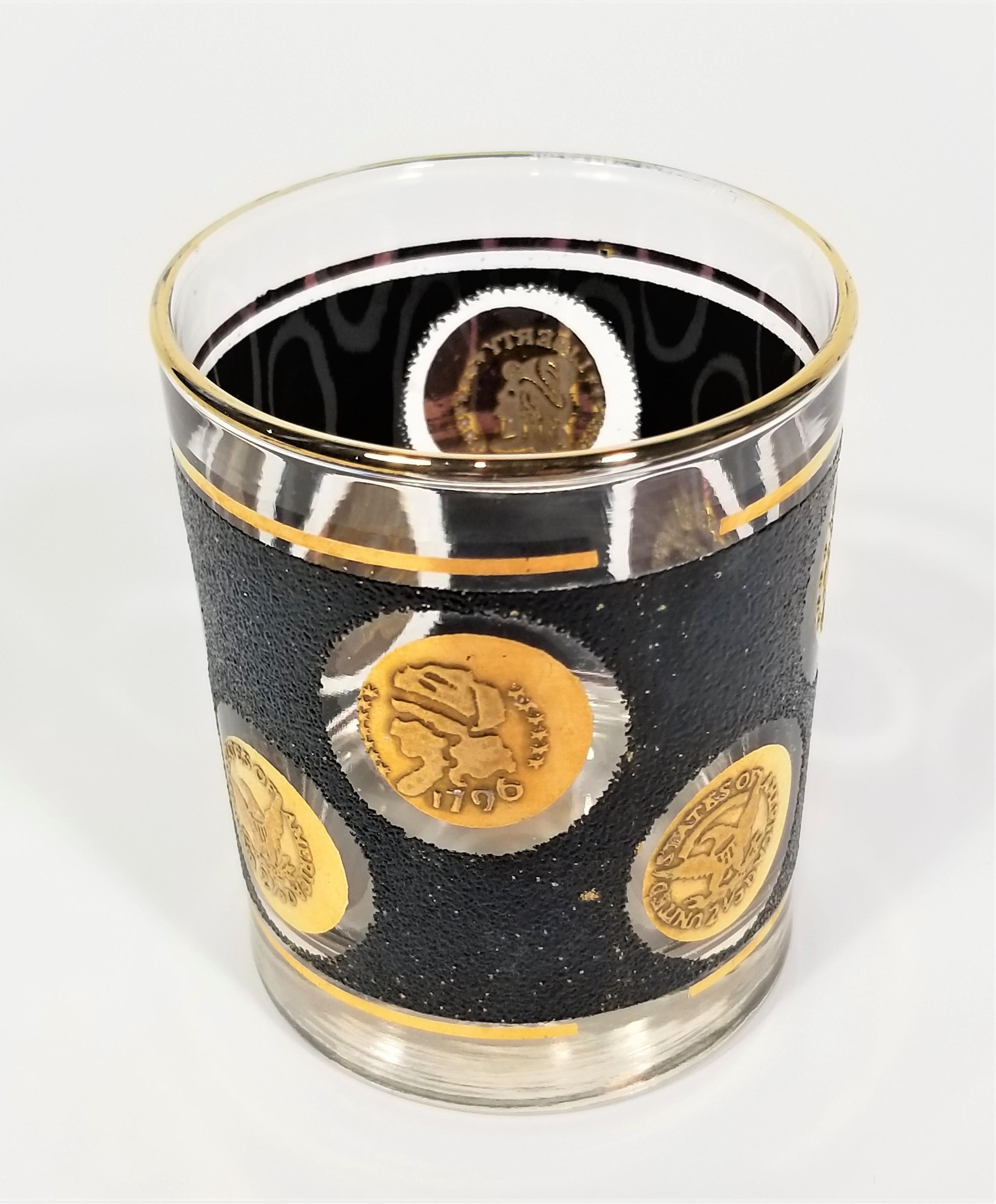 20th Century Libbey 22K Gold and Black Glassware Barware, 1960s, Mid-Century