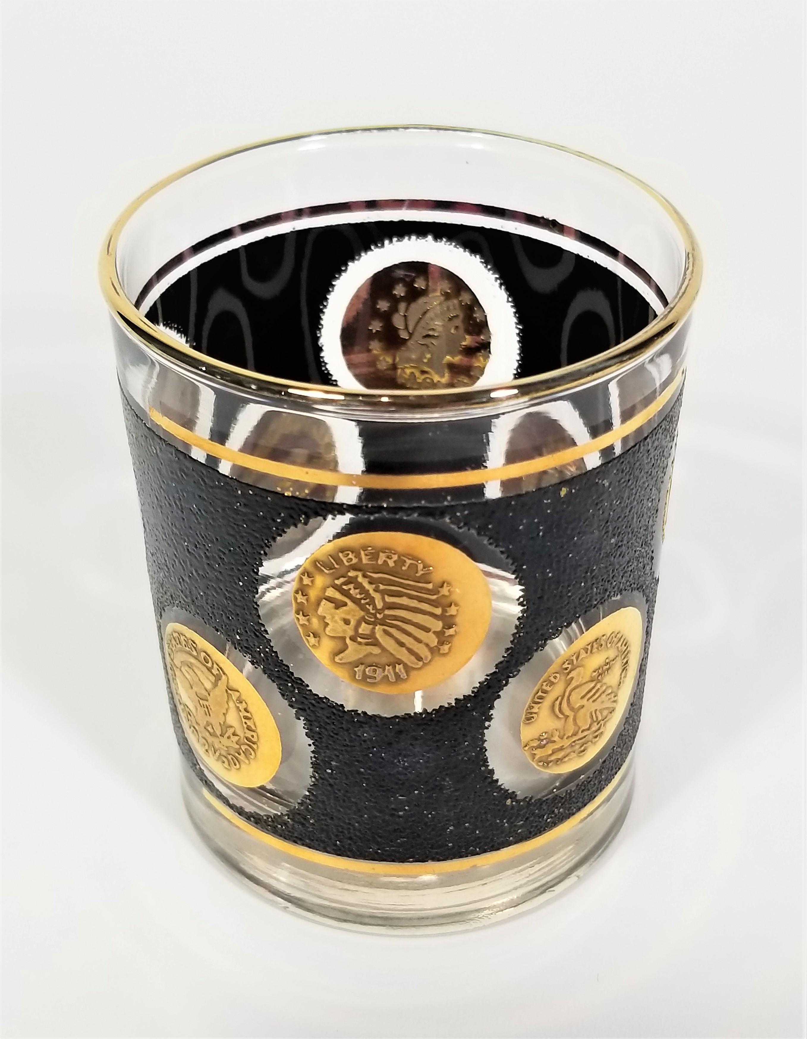Libbey 22K Gold and Black Glassware Barware, 1960s, Mid-Century 1