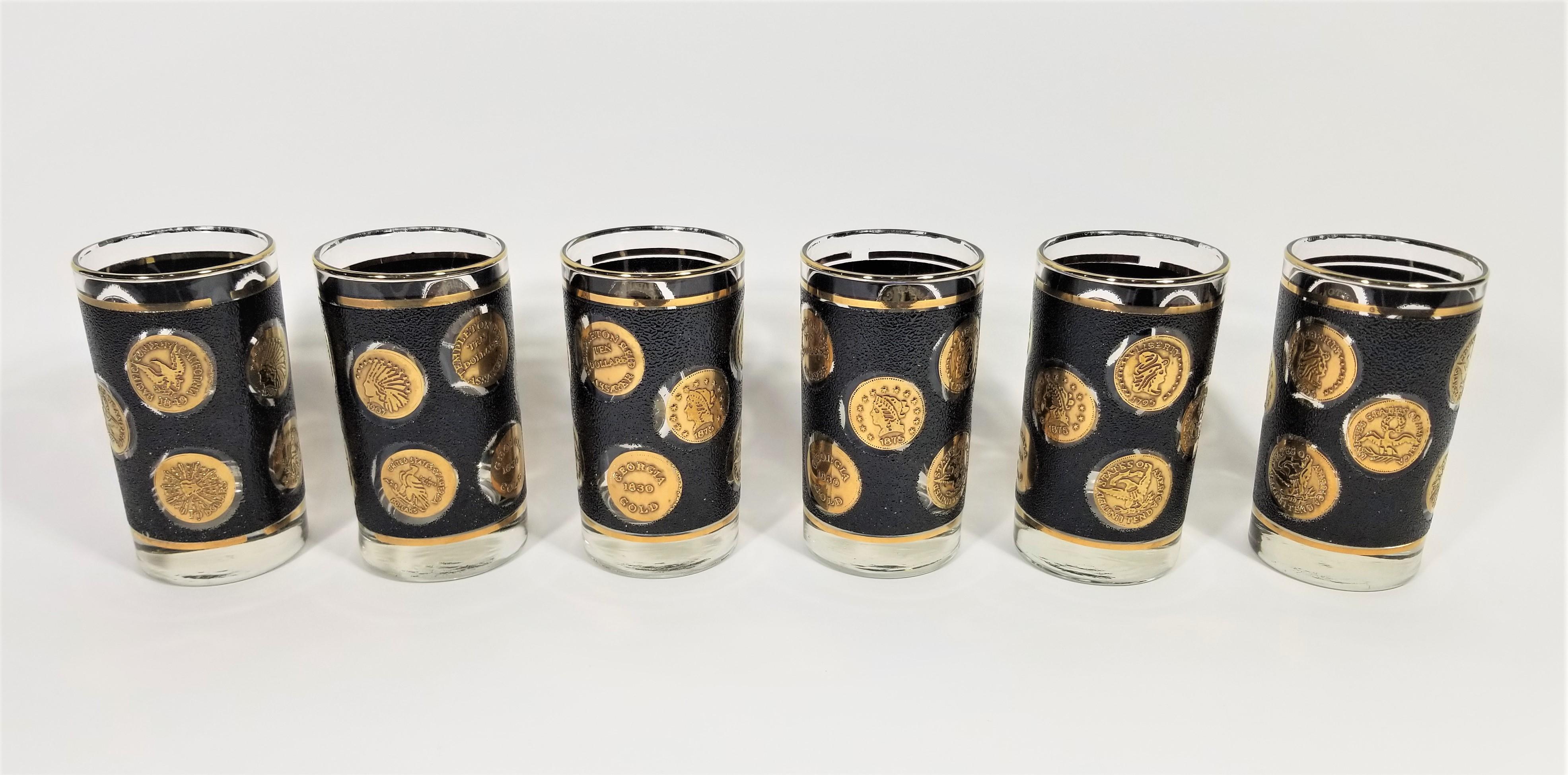 Libbey 22K Gold Glassware Barware Mid Century 1960s  In Good Condition For Sale In New York, NY